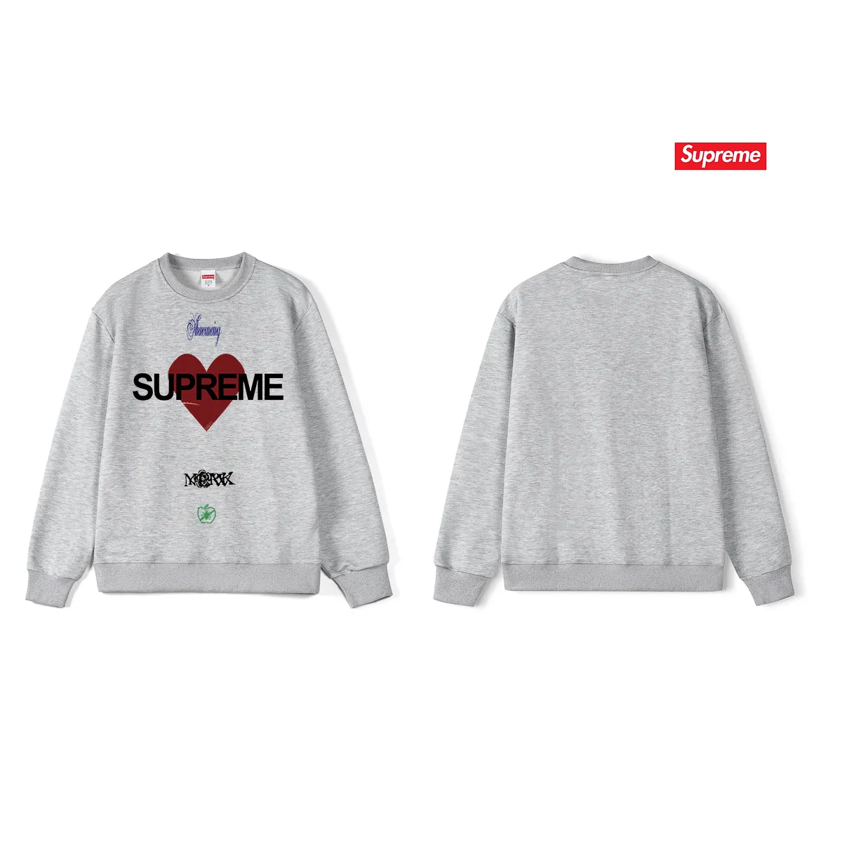 Style No. S1145 #terry p150💰 Plus velvet 160💰 Sup The highest declaration of love from fashion brands Announcing round neck printed round neck sweatshirt Made of 400 grams of large terry (drop shoulder large version) fabric, soft texture and no pilling Imported environmentally friendly printing glue The pattern is bright and three-dimensional Quality 💥Same style for men and women The upper body is trendy Color: black white gray Size: S M L XL XXL