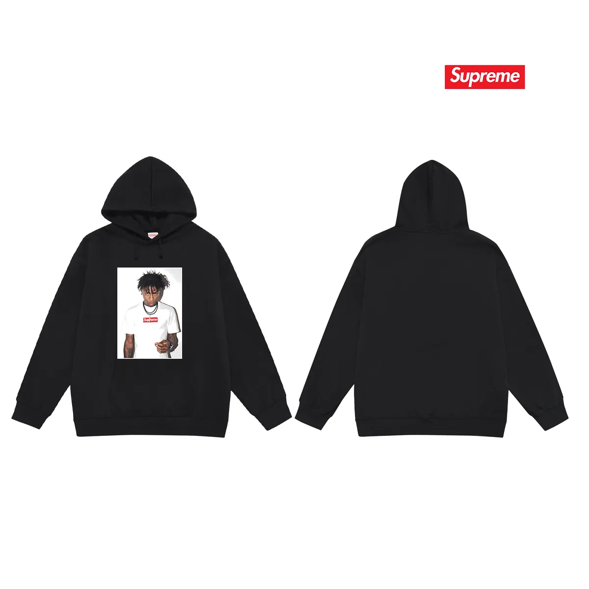 Style No. S2069 #terry P160💰 Velvet P170💰 Supreme FW23 Autumn and Winter Series WEEK1 NBA YOUNGBOY TEE character printed hooded sweatshirt Made of 400g large terry 430g silver fox velvet (drop shoulder large version) fabric, soft texture and no pilling Imported environmentally friendly printing glue The pattern is bright and three-dimensional Quality 💥Same style for men and women The upper body is trendy Color: black White Gray Size: S M L XL XXL
