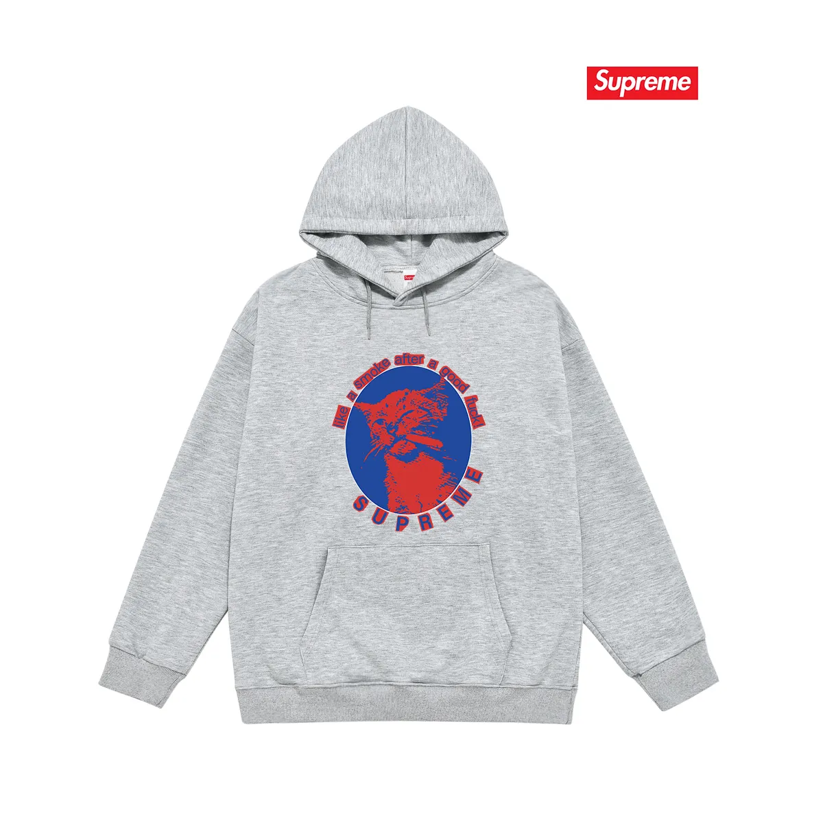 Style No. S2158 #terry P160💰 Velvet P170💰 Sup 76SS Smoke Cute kitten smoking pattern hooded sweatshirt Made of 400g large terry 430g silver fox velvet (drop shoulder large version) fabric, soft texture and no pilling Imported environmentally friendly printing glue The pattern is bright and three-dimensional Quality 💥Same style for men and women The upper body is trendy Color: black white gray Size: S M L XL XXL