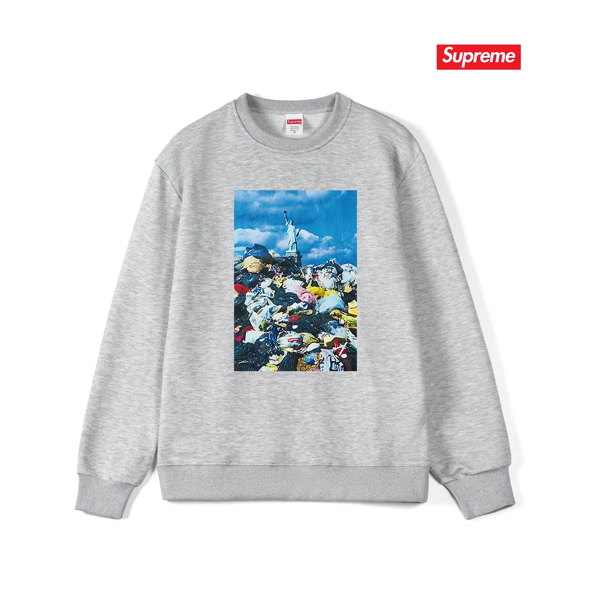 Style No. S1123 #terryp150💰Fleece 160💰SupremeFW22Week1Trash Tee landscape pattern printed round neck sweatshirt Made of 400g large terry (drop shoulder large version) fabric, soft texture and no pilling Imported environmentally friendly printing glue The pattern is bright and three-dimensional Quality💥Same style for men and women The upper body is trendy Color: black white gray Size: S M L XL XXL