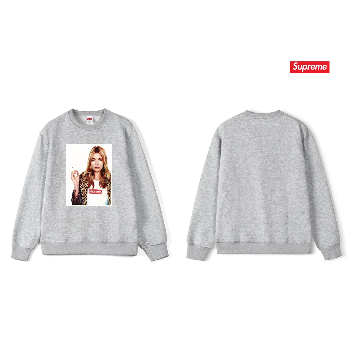 Style No. S1190 #terry p150💰 Velvet 160💰 Supreme 12SS Kate Moss Photo Sticker Kate character round neck sweatshirt Made of 400 grams of large terry (drop shoulder large version) fabric, soft texture and no pilling Imported environmentally friendly printing glue The pattern is bright and three-dimensional Quality💥Same style for men and women The upper body is trendy Color: black white gray Size: S M L XL XXL