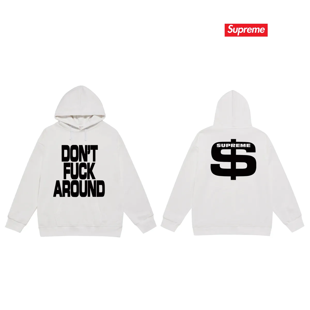 Style No. S2078 #terry P160💰 Velvet P170💰 Supreme FW22 Week 5 Don’t Around Tee letter printed hooded sweatshirt Made of 400g large terry 430g silver fox velvet (drop shoulder large version) fabric, soft texture and no pilling Imported environmentally friendly printing glue The pattern is bright and three-dimensional Quality 💥Same style for men and women The upper body is trendy Color: black white gray Size: S M L XL XXL