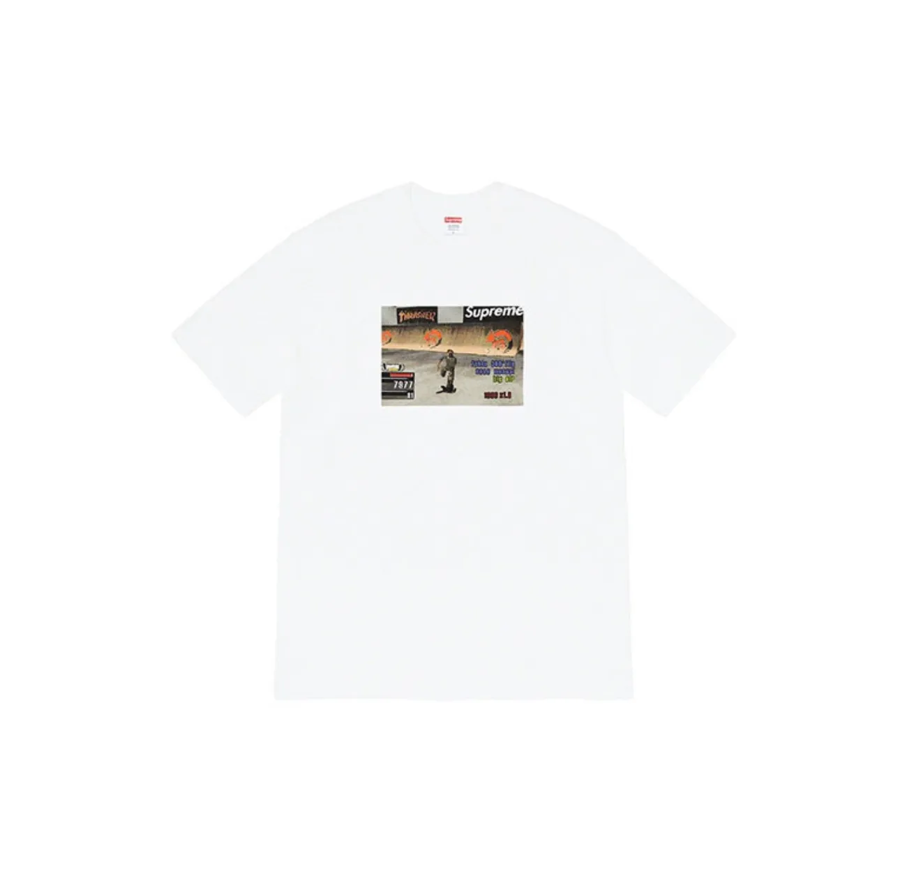 #S86 P110💰 Supreme Week 5 x Thrasher co-branded Game Tee casual round neck printed game short-sleeved T-shirt. Same style for men and women. Made of 260g combed cotton double yarn. From fabrics to accessories, all three standards are complete and ZP. Imported Matsui company's slurry printing will never crack. The whole piece adopts three-needle five-thread technology. The neckline-shoulder seam-sleeve seam is double-lined, which looks more three-dimensional and textured.) The same process as the original version, classic version Feel free to compare zp. The whole piece adopts three-needle five-thread craftsmanship (neckline-shoulder seam-sleeve seam double thread, which looks more three-dimensional and textured). It has the same craftsmanship as the original original, classic version. Color: orange, green, gray, black and white. Size: S M L XL XXL