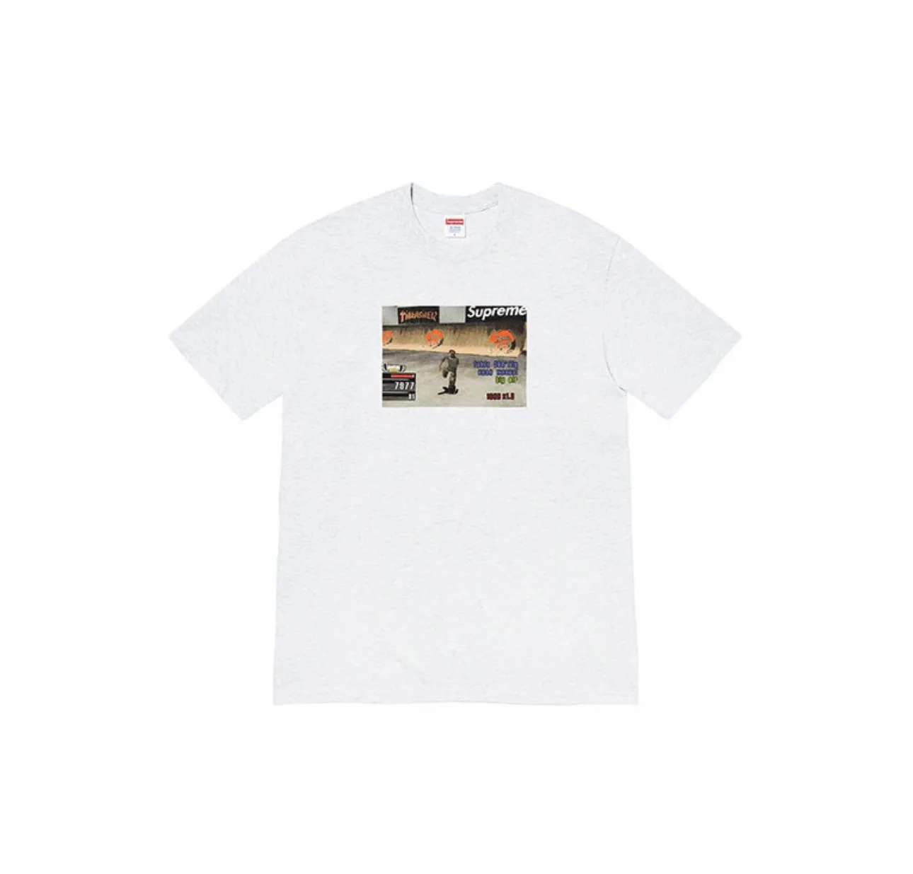 #S86 P110💰 Supreme Week 5 x Thrasher co-branded Game Tee casual round neck printed game short-sleeved T-shirt. Same style for men and women. Made of 260g combed cotton double yarn. From fabrics to accessories, all three standards are complete and ZP. Imported Matsui company's slurry printing will never crack. The whole piece adopts three-needle five-thread technology. The neckline-shoulder seam-sleeve seam is double-lined, which looks more three-dimensional and textured.) The same process as the original version, classic version Feel free to compare zp. The whole piece adopts three-needle five-thread craftsmanship (neckline-shoulder seam-sleeve seam double thread, which looks more three-dimensional and textured). It has the same craftsmanship as the original original, classic version. Color: orange, green, gray, black and white. Size: S M L XL XXL