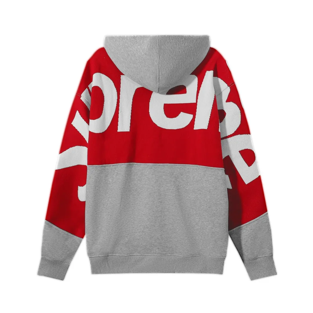 P280 Supreme sweater letter patchwork hooded sweatshirt Color: Black Gray Size: SMLXL
