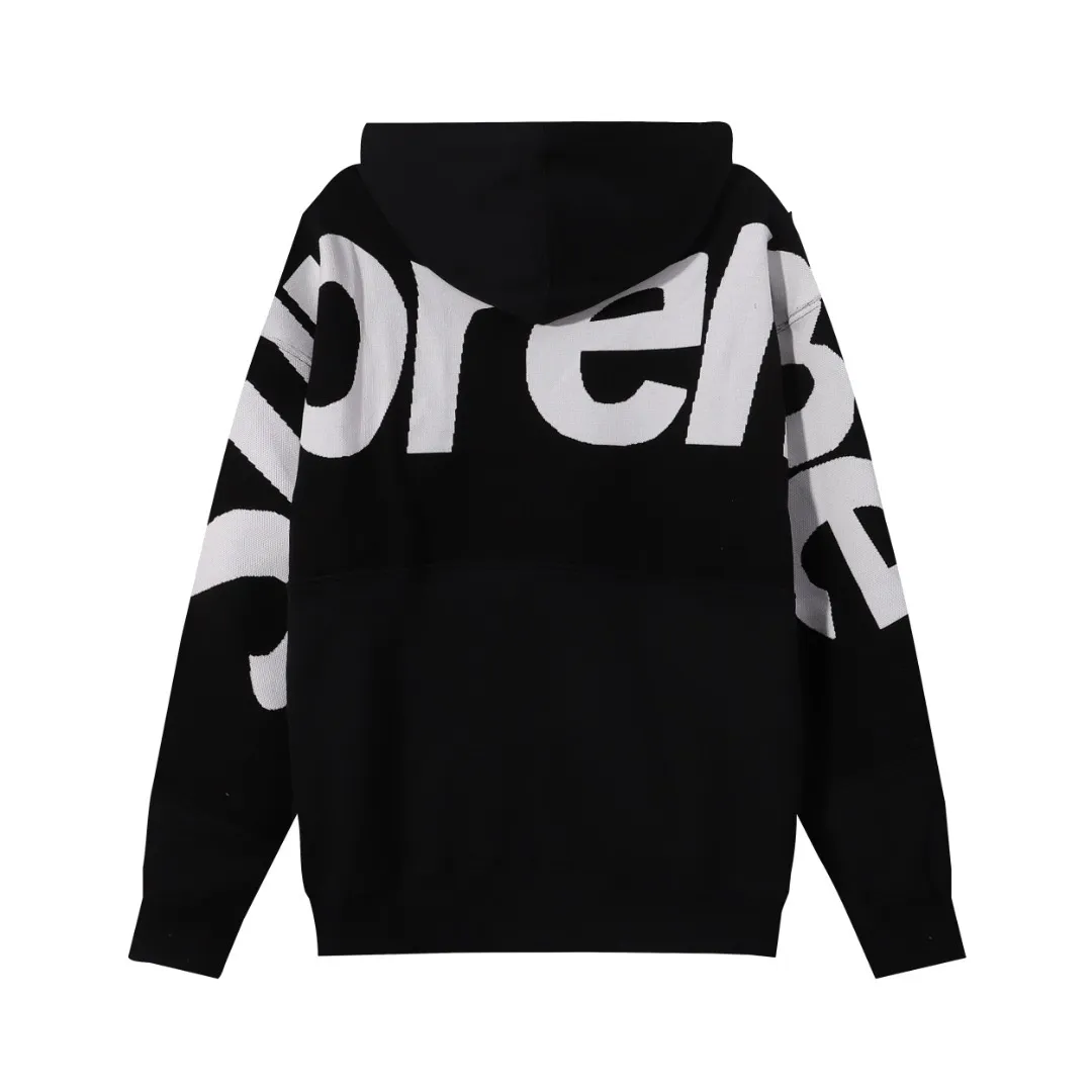 P280 Supreme sweater letter patchwork hooded sweatshirt Color: Black Gray Size: SMLXL