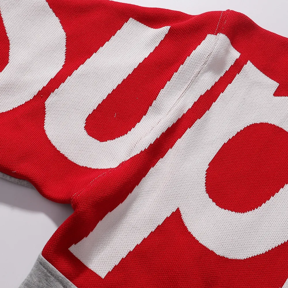 P280 Supreme sweater letter patchwork hooded sweatshirt Color: Black Gray Size: SMLXL