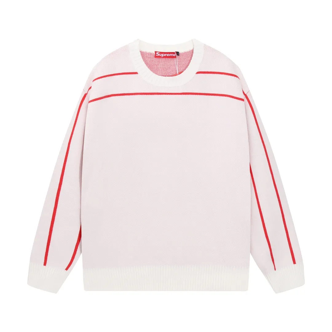 P300 Supreme new line letter stitching round neck wool sweater Color: Khaki White Black Size: S M L XL XXL