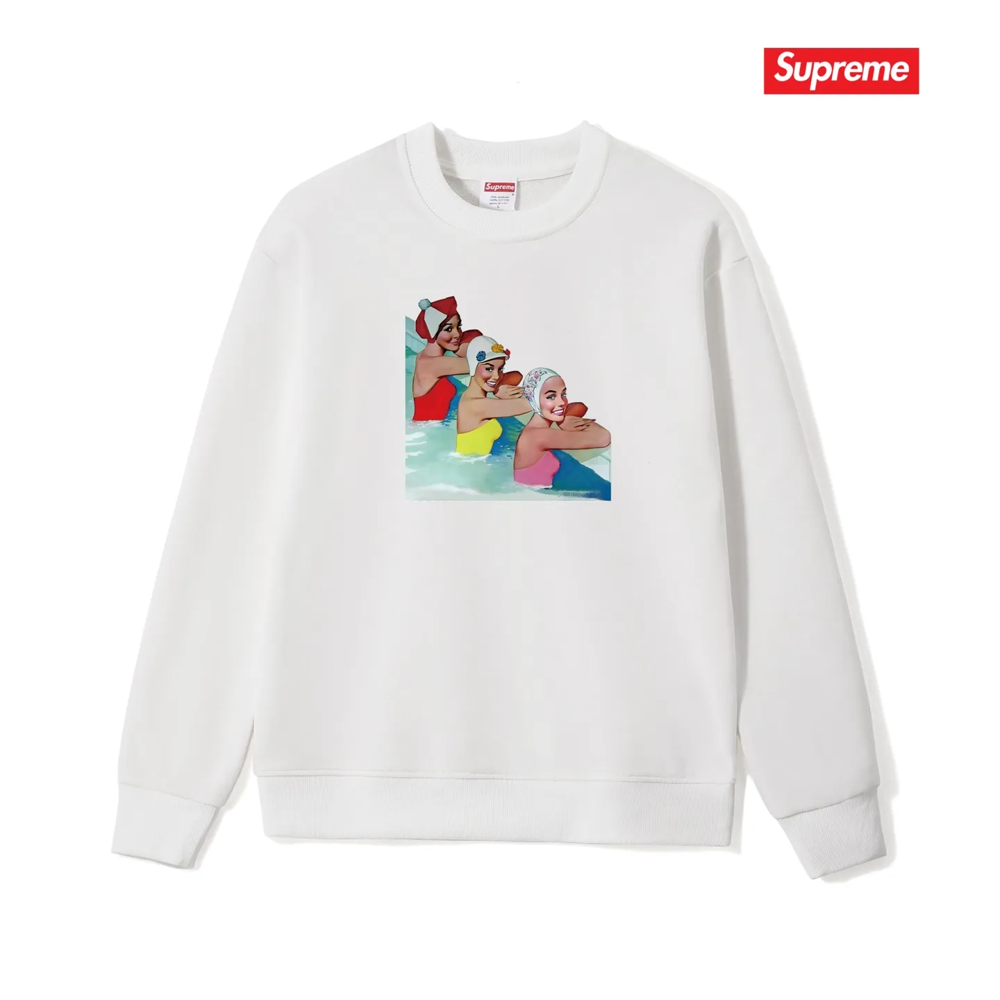 Style number S1187 #terry p150💰 plus velvet 160💰 Sup trendy pool beauty print round neck sweatshirt Made of 400 grams of large terry (drop shoulder large version) fabric, soft texture and no pilling Imported environmentally friendly printing glue The pattern is bright and three-dimensional Quality💥Same style for men and women The upper body is trendy Color: black white gray Size: S M L XL XXL