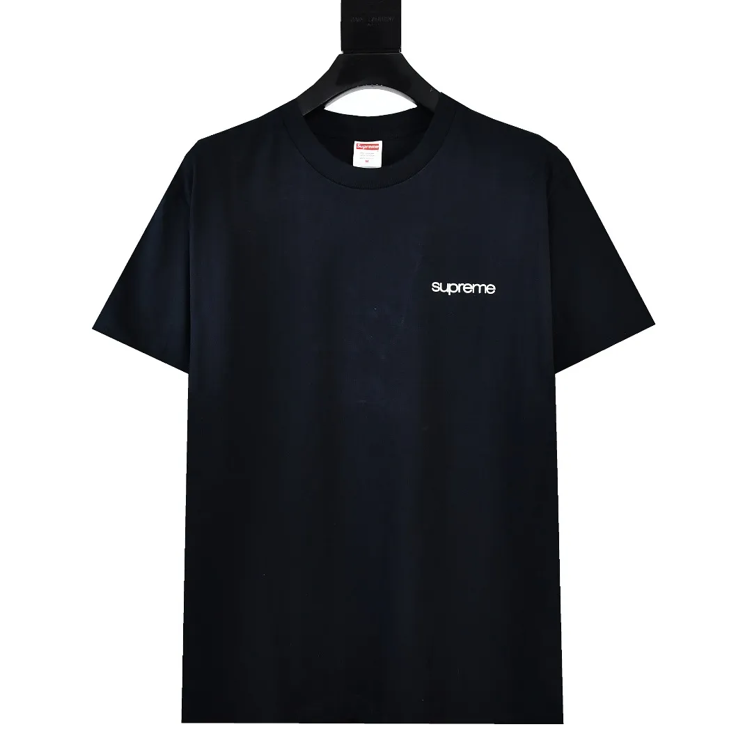 S298💰p130 Supreme 23FW NYC store information short-sleeved T-shirt. Refuse to look at pictures to make goods. Refuse to compare with wrong versions. Use cylindrical seamless technology (original technology. There are no stitched bones on the side of the clothes. Key points of identification) The fabrics are all custom-woven and dyed, 280g weight, 100% cotton, cylindrical fabric. Cylindrical fabric is a knitted fabric woven with a cylinder loom. The needles are distributed in a cylindrical shape on the fuselage. The gray fabric is a large cylinder, which needs to be opened and shaped before it can be used further. There are no slits on the side of the clothes, so there is no washing label on the side of ordinary short-sleeves. There is only one collar label behind the neck. The printing uses thermosetting ink printing imported from Belgium (different from conventional heat transfer printing), also known as plastic ink, or self-adhesive ink. Its ingredients are: mainly composed of polyvinyl chloride (PVC) and phthalates. PVC and phthalates, solid color The thermosetting ink is composed of a mixture of agents, stabilizers, and thickeners. It is not the digital direct printing marketed on the market. The printing texture of thermosetting ink cannot be achieved by digital direct printing. The collar label has a watermark anti-counterfeiting effect, a real anti-counterfeiting layer, a version with a high probability of passing the inspection, and the original packaging picture has a high probability of passing the test. Size：S-XL