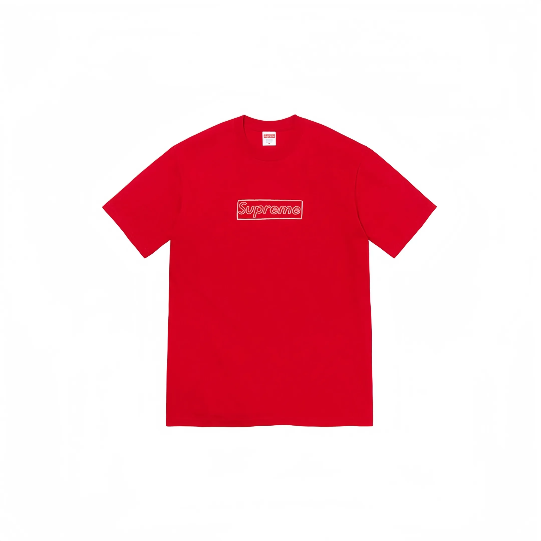 #S77 P110💰 Supreme Week 18 x KAWS co-branded Chalk Logo Tee Chalk Letter Box solid color logo printed round neck T-shirt. The same style for men and women is made of 260 grams of combed cotton double yarn. From fabrics to accessories, all three standards are complete and follow ZP. Imported Matsui Company pulp printing will never crack. The whole piece is made with a three-needle five-thread process. The neckline-shoulder seam-sleeve seam is double-lined, making it look more three-dimensional and textured.) The same process as the authentic original version, and the classic version. Feel free to compare zpThe whole piece is made with a three-needle five-thread process. The neckline-shoulder seam-sleeve seam is double-lined, making it look more three-dimensional and textured. The process is the same as the authentic original version. The classic version. Color: black, pink, red, yellow, white. Size: S M L XL XXL