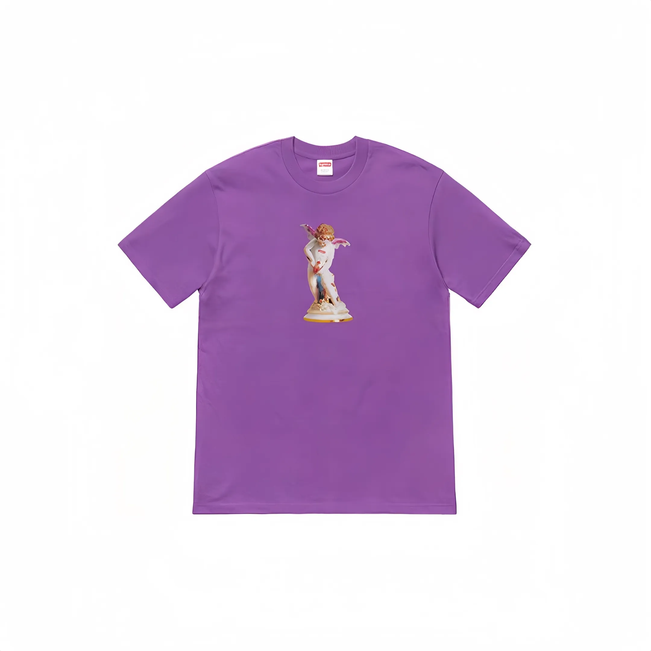 #S11 P110💰 Supreme SS19 Cupid Tee Navy angel print short-sleeved T-shirt. Made of 260g combed cotton double yarn for both men and women. From fabrics to accessories, all three standards are complete and follow ZP. Imported Matsui company's slurry printing will never crack. The whole piece adopts three-needle five-thread technology. The neckline-shoulder seam-sleeve seam is double-lined, which looks more three-dimensional and textured.) The same process as the original version, classic version Feel free to compare zp. The whole piece adopts three-needle five-thread craftsmanship (neckline-shoulder seam-sleeve seam double thread, which looks more three-dimensional and textured). It has the same craftsmanship as the original original, classic version. Color: gray, white, red, purple, hidden black. Size: S M L XL XXL