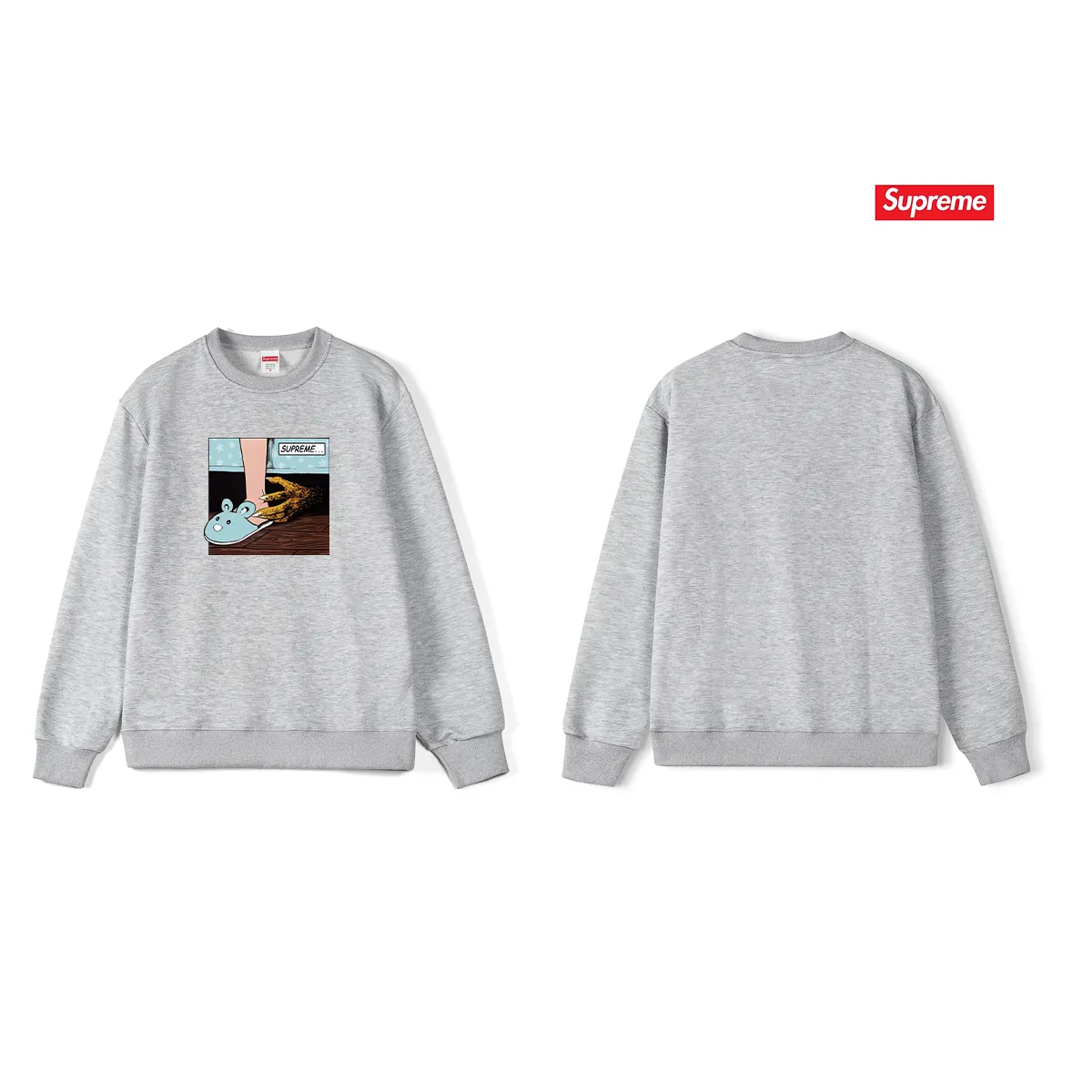 Style No. S1202 #terryp150💰Fleece 160💰Supreme American fashion brand unisex round neck sweatshirt Made of 400g large terry (drop shoulder large version) fabric, soft texture and no pilling Imported environmentally friendly printing glue The pattern is bright and three-dimensional Quality💥Same style for men and women The upper body is trendy Color: black white gray Size: S M L XL XXL