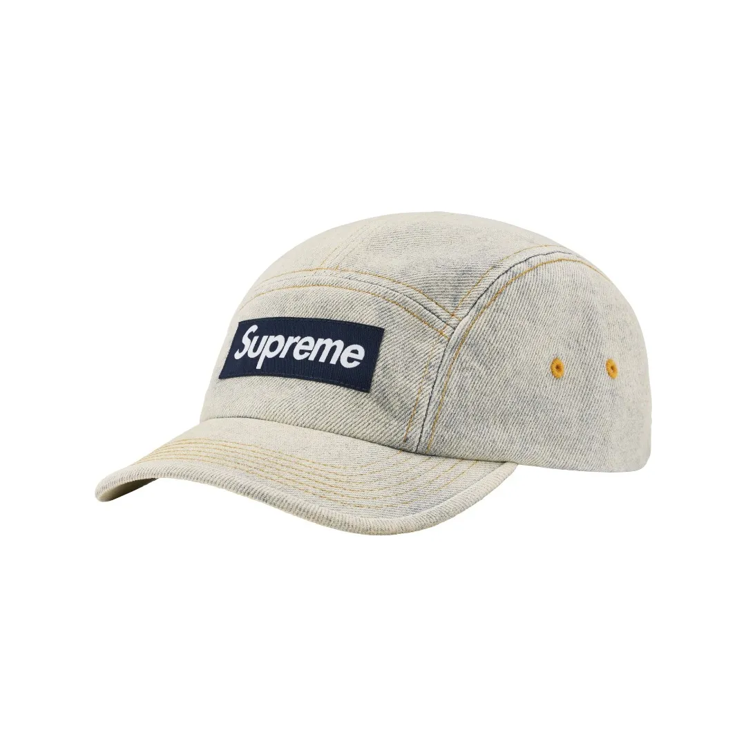🅿️120 S147 Supreme 23ss SUEDE VISOR CAMP CAP color-blocked suede denim curved brim baseball cap Color: Aqua blue Washed black (denim denim fabric) Pink White Black Army Green (suede fabric)
