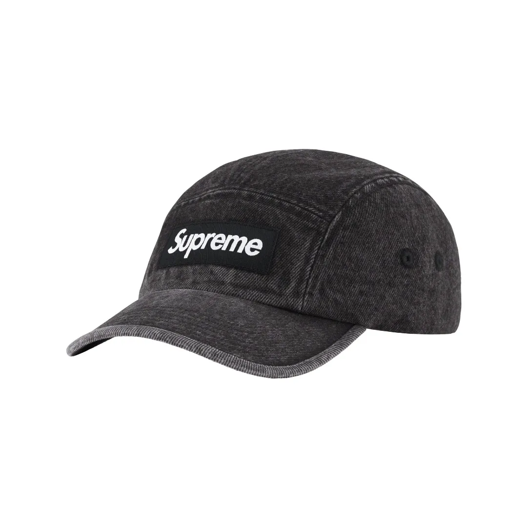 🅿️120 S147 Supreme 23ss SUEDE VISOR CAMP CAP color-blocked suede denim curved brim baseball cap Color: Aqua blue Washed black (denim denim fabric) Pink White Black Army Green (suede fabric)