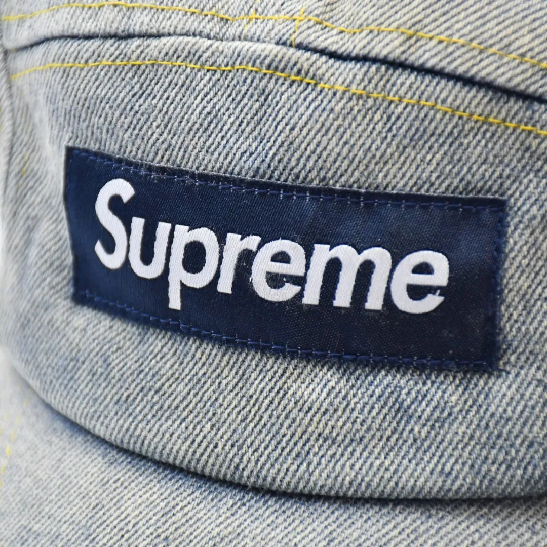 🅿️120 S147 Supreme 23ss SUEDE VISOR CAMP CAP color-blocked suede denim curved brim baseball cap Color: Aqua blue Washed black (denim denim fabric) Pink White Black Army Green (suede fabric)
