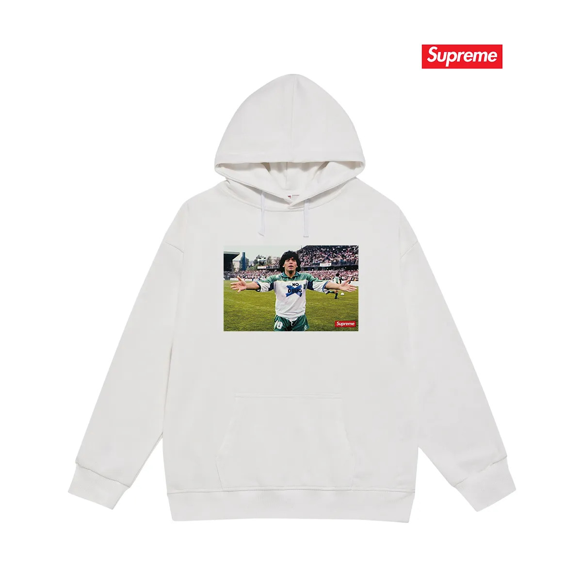 Style number S2068 #terry P160💰 Velvet P170💰 Supreme SS24 WEEK1 Maradona No Drug character tee hooded sweatshirt Made of 400g large terry 430g silver fox velvet (drop shoulder large version) fabric, soft texture and no pilling Imported environmentally friendly printing glue The pattern is bright and three-dimensional Quality 💥Same style for men and women The upper body is trendy Color: black white gray Size: S M L XL XXL
