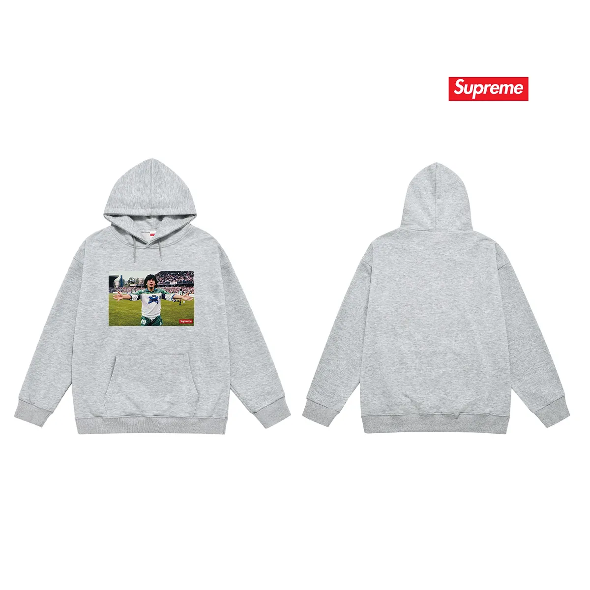 Style number S2068 #terry P160💰 Velvet P170💰 Supreme SS24 WEEK1 Maradona No Drug character tee hooded sweatshirt Made of 400g large terry 430g silver fox velvet (drop shoulder large version) fabric, soft texture and no pilling Imported environmentally friendly printing glue The pattern is bright and three-dimensional Quality 💥Same style for men and women The upper body is trendy Color: black white gray Size: S M L XL XXL