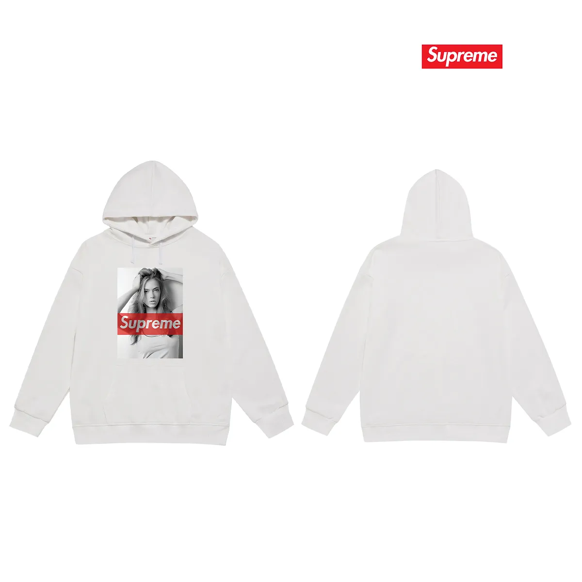 Style No. S2205 #terry P160💰 Velvet P170💰 Supreme American fashion brand beauty picture hooded sweatshirt Made of 400g large terry 430g silver fox velvet (drop shoulder large version) fabric, soft texture and no pilling Imported environmentally friendly printing glue The pattern is bright and three-dimensional Quality 💥Same style for men and women The upper body is trendy Color: black white gray Size: S M L XL XXL