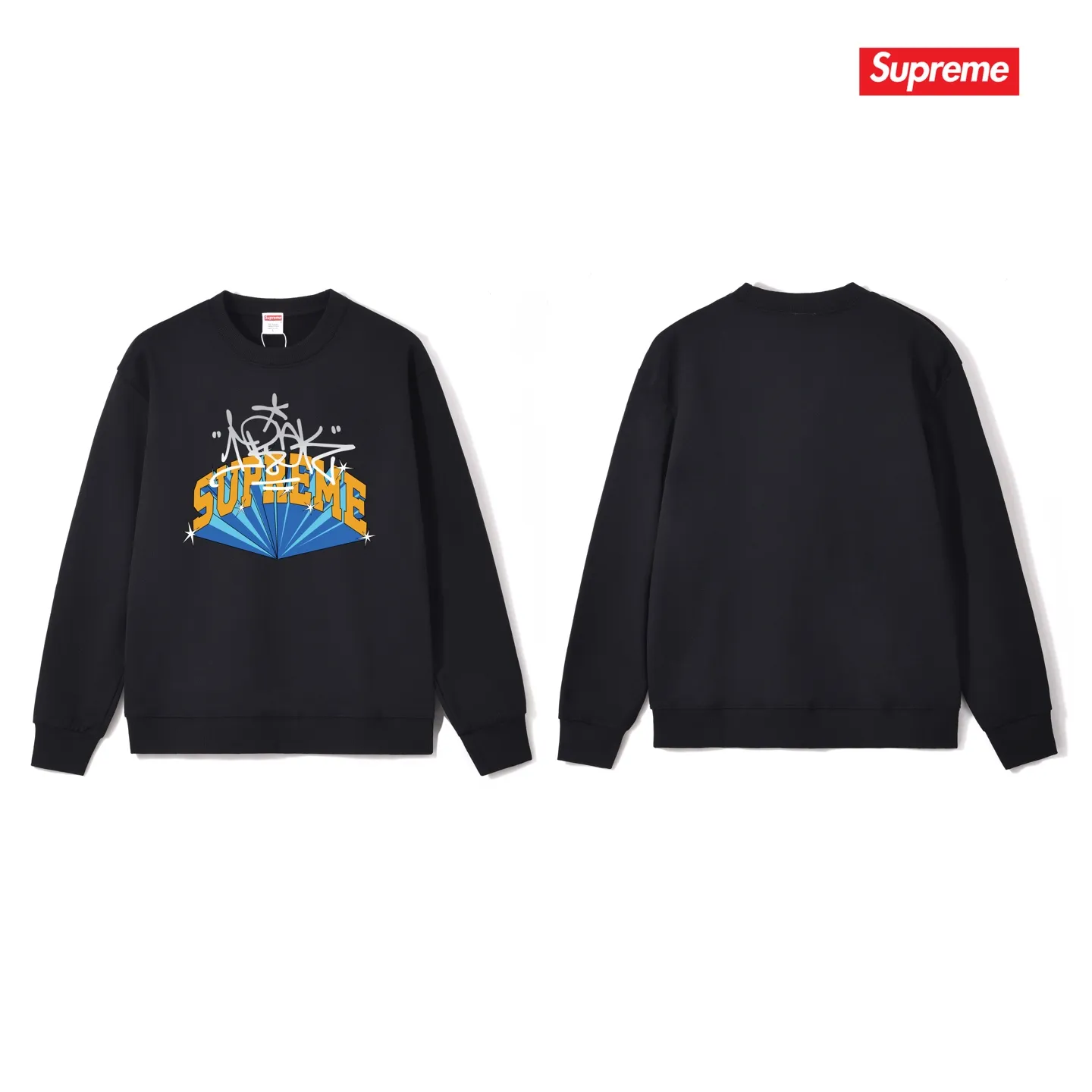Style No. S1079 #terryp150💰 Velvet 160💰 Supreme FW22 Week 5 IRAK Arc Tee Logo letter printed round neck sweatshirt Made of 400g large terry (drop shoulder large version) fabric, soft texture and no pilling Imported environmentally friendly printing glue The pattern is bright and three-dimensional Quality 💥 Same style for men and women The upper body is fashionable Color: black white gray Size: S M L XL XXL