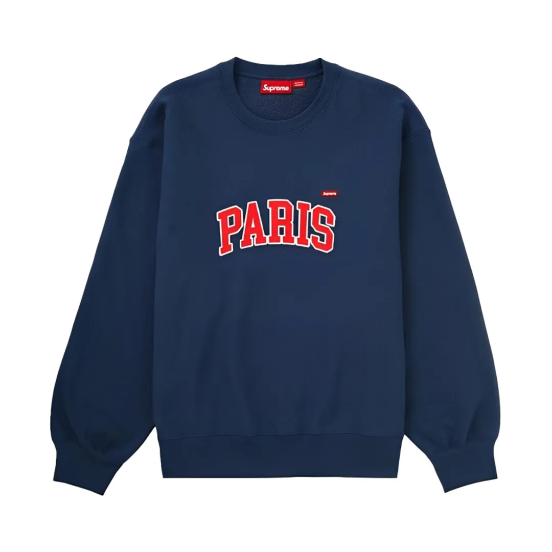 S568💰p290 Top version Supreme 24ss Shop Crewneck city limited round neck velvet sweatshirt 1. Fabric: ZP test, custom weaving and dyeing, pure cotton 460G plus velvet main fabric, horizontal cutting, side stitching 520G 2X2 thread 2. Embroidery: Embroidery equipment, using BEHRINGER BEKS-Y924 machine (one level higher than Tajima embroidery machine) Embroidery thickness The saturation and size are all ZP consistent. 3. Sewing process: Four-needle and six-thread boneless splicing technology is used in twelve places of the whole garment. Processed by experienced foreign trade factories (ordinary factories cannot do it) 4. Hem and cuffs: all use 520G inelastic thread (low-end products use elastic threads to cause the hem and cuffs to appear wavy) 5. Customized ZP main label/wash water mark/hangtag/packaging bag (Equipped with extra large thickened handbag) Color: Black, Navy, White, Pink, Colorful Blue Size: S~XL