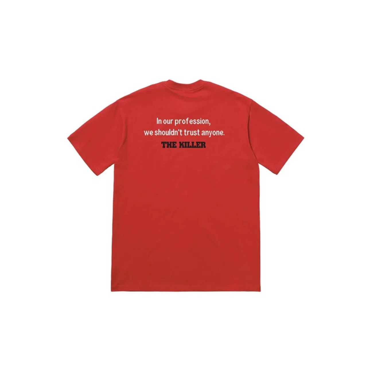 #S36 P110💰 Supreme FW18 The Killer Trust Tee Red Chow Yun-fat printed short-sleeved T-shirt, same style for men and women. The red color is made of 260 grams of combed cotton double yarn. All three standards are complete from fabrics to accessories. ZP. Imported Matsui company's slurry printing will never crack. The whole piece adopts three-needle five-thread technology. The collar-shoulder seam-sleeve seam is double-lined, which looks more three-dimensional and textured.) The same process as the original version, classic version Feel free to compare zp. The whole piece adopts three-needle five-thread craftsmanship. The neckline-shoulder seam-sleeve seam is double-threaded, which looks more three-dimensional and textured.) It has the same craftsmanship as the original original, classic version. Color: black, gray, white, red. Size: S M L XL XXL