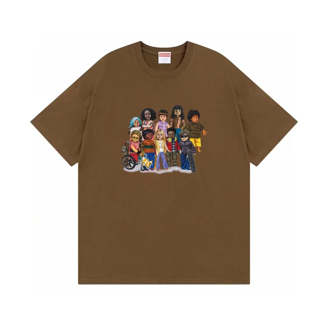 #S111 p110💰 Supreme SS23 Spring and Summer Series Week1 CHILDREN TEE Cartoon Character Printing Loose Fit Made of 260g Combed Cotton Double Yarn From fabrics to accessories, all three standards are complete and follow ZP. Imported Matsui Company slurry printing will never crack. The whole piece adopts three-needle five-thread technology. The neckline-shoulder seam-sleeve seam is double-lined, which looks more three-dimensional and textured.) The same craftsmanship as the original version, classic version Feel free to compare zp. The whole piece adopts three-needle five-thread craftsmanship (neckline-shoulder seam-sleeve seam double thread, which looks more three-dimensional and textured). It has the same craftsmanship as the original original, classic version. Color: white, black, brown, light blue, yellow. Size: S M L XL XXL