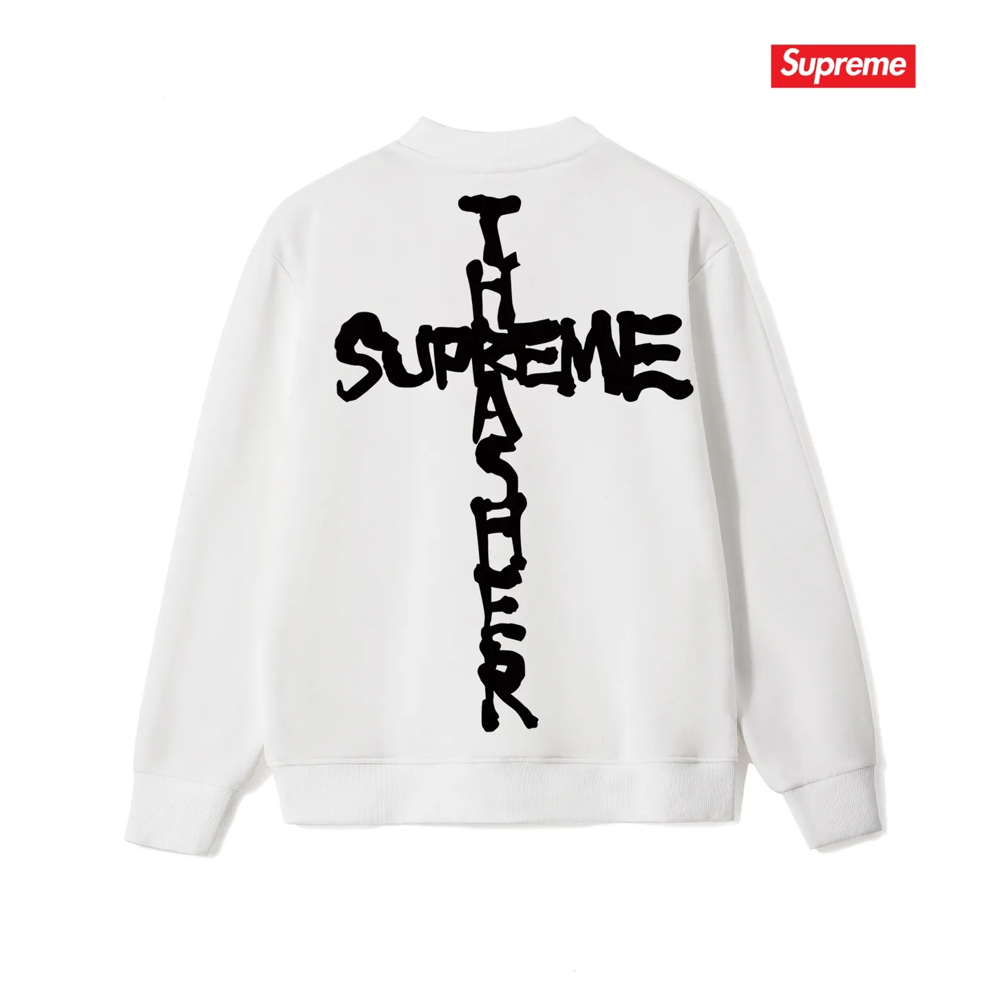 Style No. S1141 #terry p150💰 Velvet 160💰 Sup 78FW WEEK6 CROSS cross printed round neck sweatshirt Made of 400g large terry (drop shoulder large version) fabric, soft and non-pilling texture, imported environmentally friendly printing glue, bright and three-dimensional pattern, quality 💥Male and female, the upper body is fashionable Color: black white gray Size: S M L XL XXL