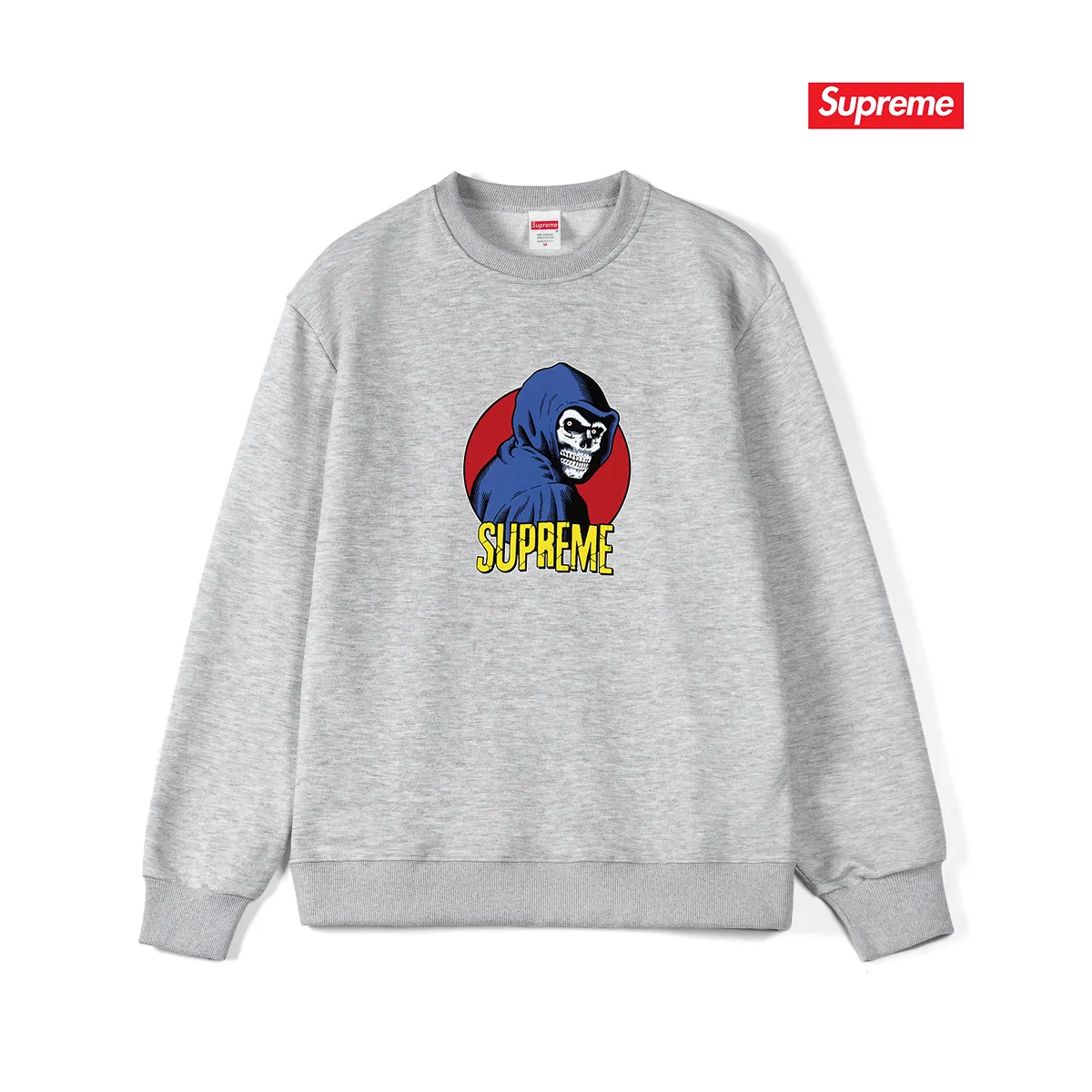 Style No. S1106 #terry p150💰 Velvet 160💰 Supreme SS23 Week1REAPERTEE Death print crew neck sweatshirt Made of 400g large terry (drop shoulder large version) fabric, soft texture and no pilling Imported environmentally friendly printing glue The pattern is bright and three-dimensional Quality 💥Male and female style The upper body is trendy Color: black white gray Size: S M L XL XXL