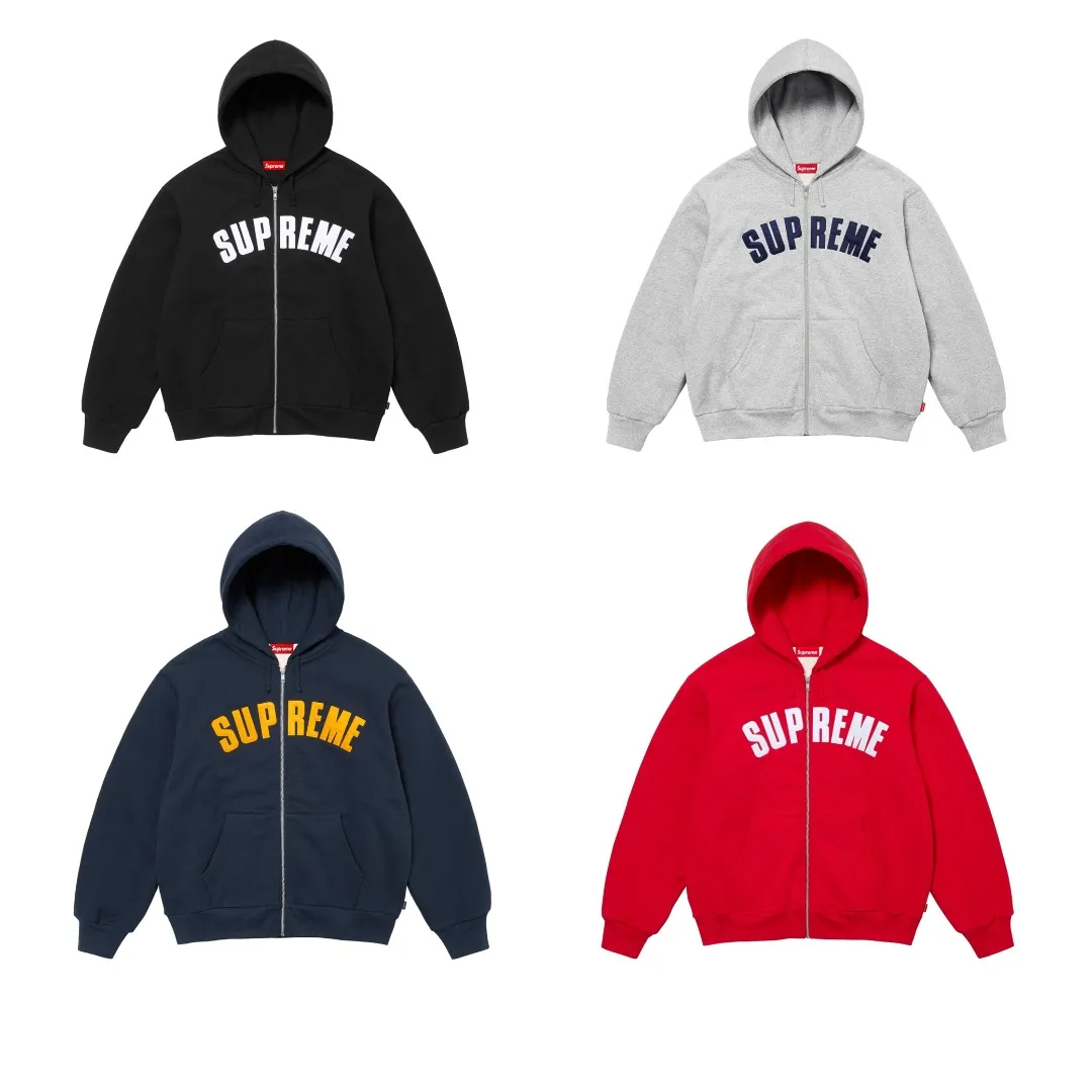 🅿️470 S298 top version SUPREME 24FW ARC THERMAL LINED ZIP UP HOODED heating waffle lining double layer hooded sweatshirt Color: Black Gray Red Royal Blue Size: S/M/L/XL