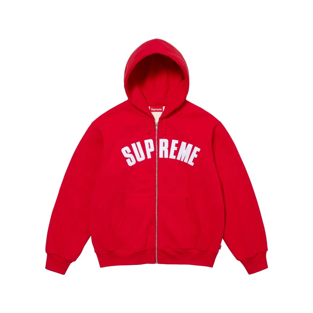 🅿️470 S298 top version SUPREME 24FW ARC THERMAL LINED ZIP UP HOODED heating waffle lining double layer hooded sweatshirt Color: Black Gray Red Royal Blue Size: S/M/L/XL