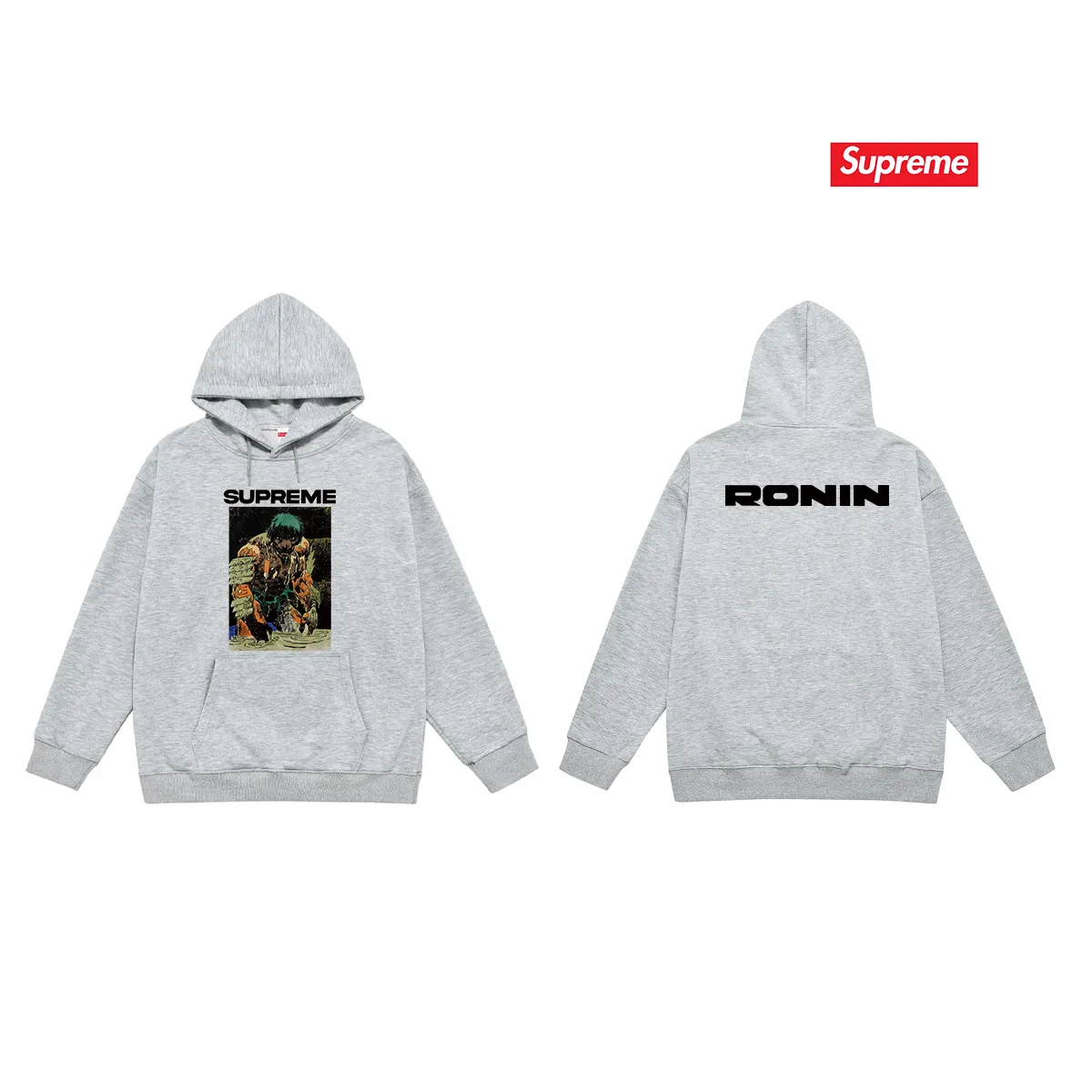 Style No. S2026 #terry P160💰 Velvet P170💰 Supreme SS23 Week9 RONIN TEE werewolf pattern printed hooded sweatshirt Made of 400g large terry 430g silver fox velvet (drop shoulder large version) fabric, soft texture and no pilling Imported environmentally friendly printing glue The pattern is bright and three-dimensional Quality 💥Same style for men and women The upper body is trendy Color: black white gray Size: S M L XL XXL