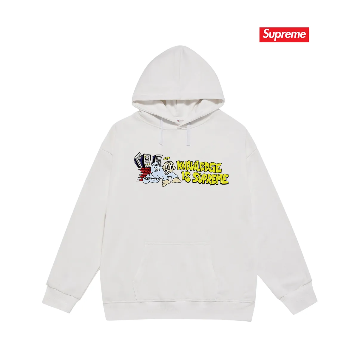 Style number S2027 #terry P160💰 Velvet P170💰 Supreme SS22 Week 1 Knowledge Tee hooded sweatshirt Made of 400g large terry 430g silver fox velvet (drop shoulder large version) fabric, soft texture and no pilling Imported environmentally friendly printing glue The pattern is bright and three-dimensional Quality 💥Same style for men and women The upper body is fashionable Color: black white gray Size: S M L XL XXL