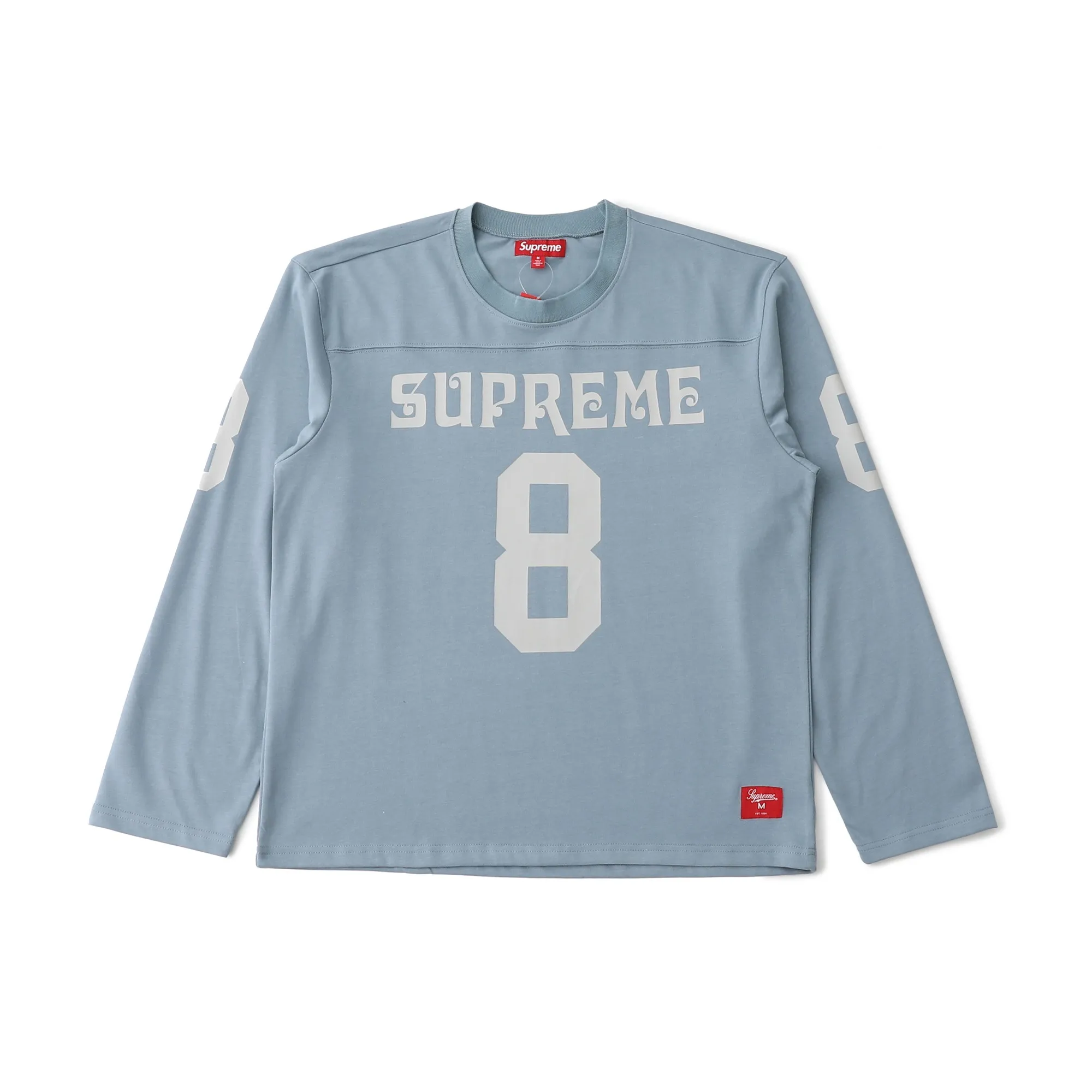 S624💰P230 SUPREME SS25 AFFILIATED L/S FOOTBALL TOP American size 8 Sanskrit font long-sleeved T-shirt Original quality, consistent details, knitted fabric, non-cotton fabric, good feel Color: black white Size: S M L XL (172 120 wear S) S Bust 55 Length 66 Shoulder width 47 Sleeve length 57 M Chest 57 Dress length 68 Shoulder width 48 Sleeve length 58 L Chest 59 Dress length 70 Shoulder width 49 Sleeve length 59 XL Chest 62 Dress length 72 Shoulder width 50 Sleeve length 60