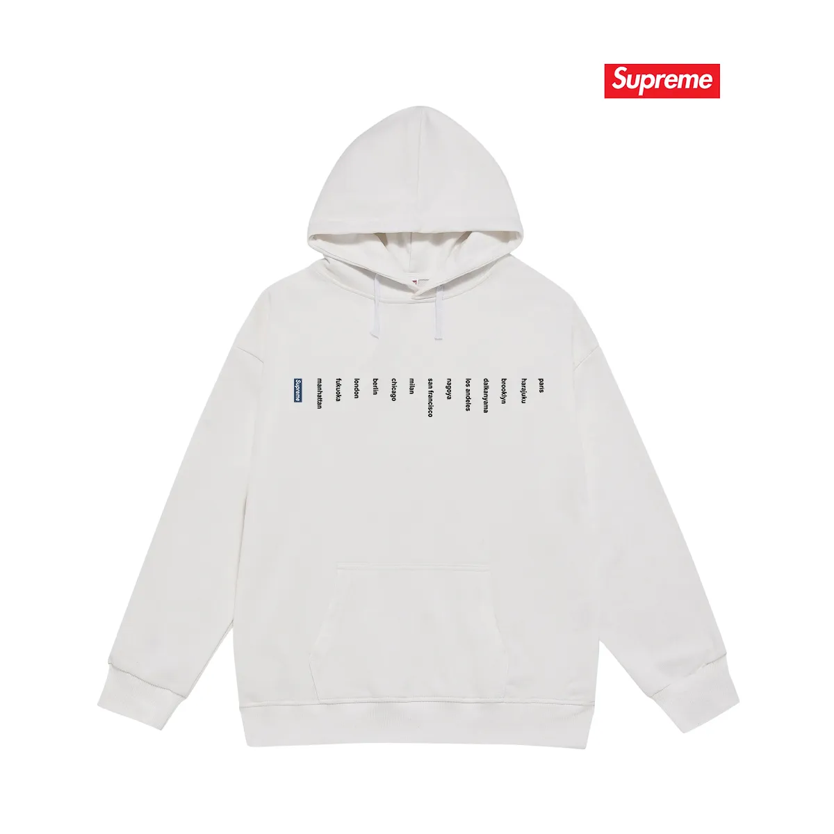 Style No. S2155 #terry P160💰 Velvet P170💰 Sup 76SS LOCATION TEE Store city Small label Printed hooded sweatshirt Made of 400g large terry 430g silver fox velvet (drop shoulder large version) fabric Soft texture and no pilling Imported environmentally friendly printing glue The pattern is bright and three-dimensional Quality 💥Same style for men and women The upper body is trendy Color: black white gray Size: S M L XL XXL