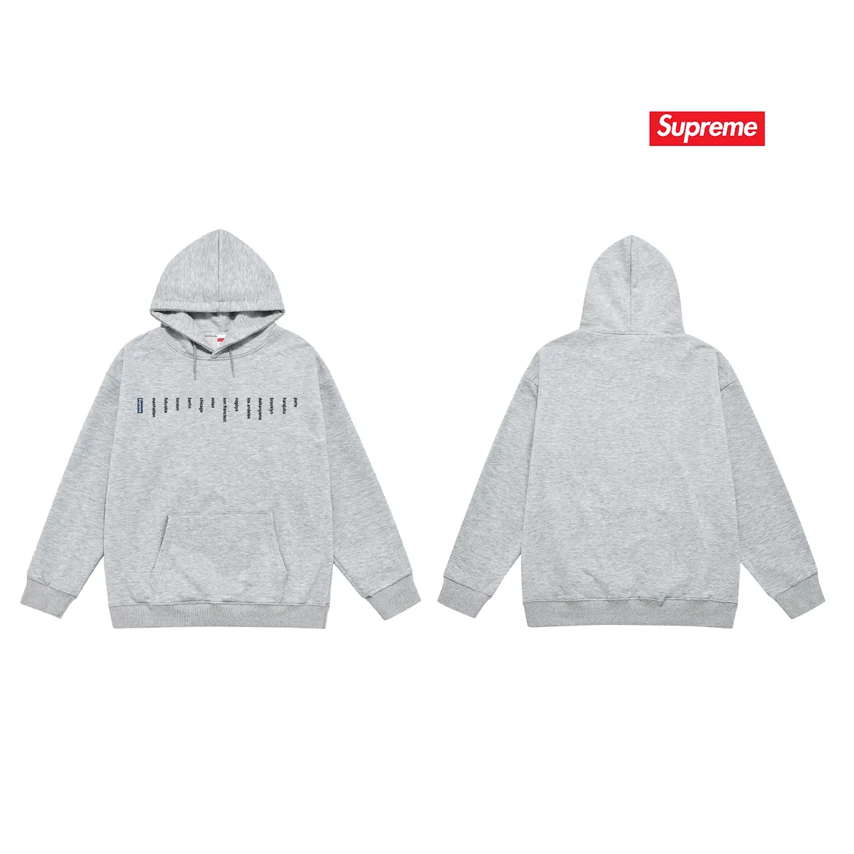 Style No. S2155 #terry P160💰 Velvet P170💰 Sup 76SS LOCATION TEE Store city Small label Printed hooded sweatshirt Made of 400g large terry 430g silver fox velvet (drop shoulder large version) fabric Soft texture and no pilling Imported environmentally friendly printing glue The pattern is bright and three-dimensional Quality 💥Same style for men and women The upper body is trendy Color: black white gray Size: S M L XL XXL