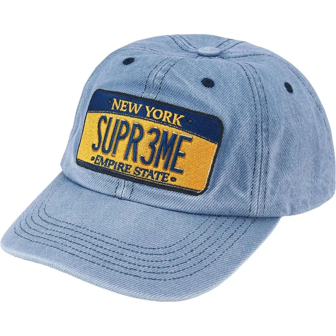 N102💰p150 Sup License Plate 6-Panel License Plate Embroidered Peaked Baseball Cap Black Camouflage Blue Red