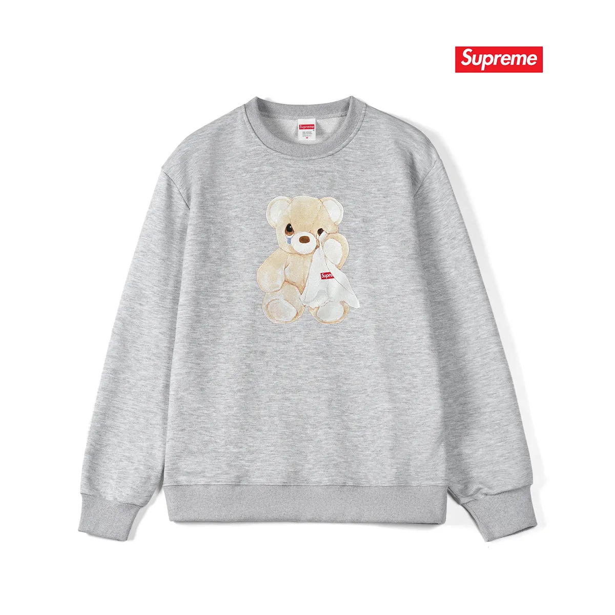 Style No. S1133 #terryp150💰Fleece 160💰Supreme 25SS week18Bear Tee Crying Bear round neck sweatshirt Made of 400 grams of large terry (drop shoulder large version) fabric, soft texture and no pilling Imported environmentally friendly printing glue The pattern is bright and three-dimensional Quality💥Same style for men and women The upper body is trendy Color: black white gray Size: S M L XL XXL