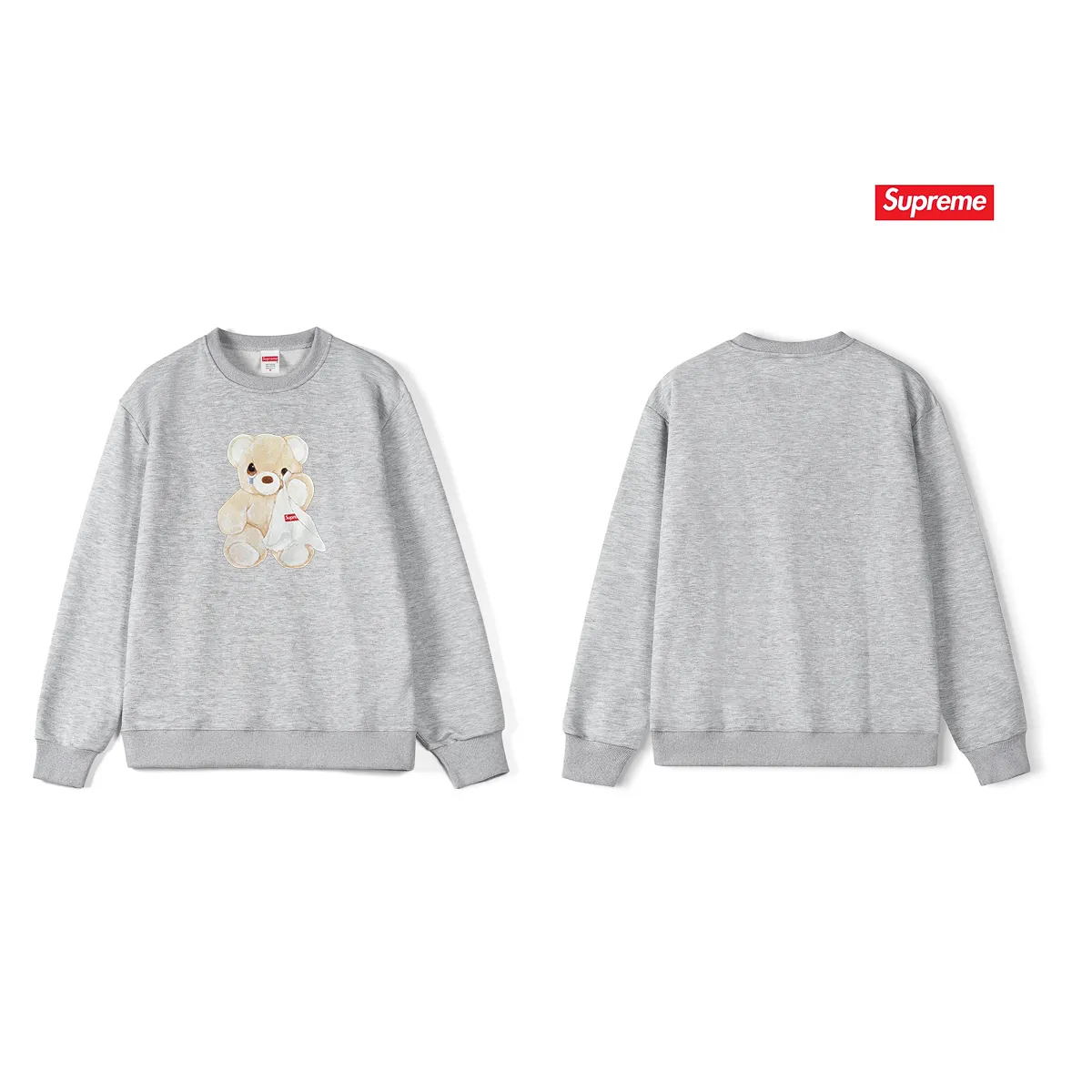 Style No. S1133 #terryp150💰Fleece 160💰Supreme 25SS week18Bear Tee Crying Bear round neck sweatshirt Made of 400 grams of large terry (drop shoulder large version) fabric, soft texture and no pilling Imported environmentally friendly printing glue The pattern is bright and three-dimensional Quality💥Same style for men and women The upper body is trendy Color: black white gray Size: S M L XL XXL