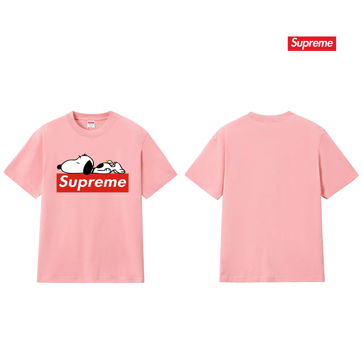 S166 P110💰 Sup Internet celebrity Snoopy printed cotton short-sleeved American men and women retro summer round neck loose half-sleeved couple T-shirt trendy Loose version Made of 260 grams of combed cotton double yarn, all three standards are complete from fabrics to accessories ZP Imported Matsui company slurry printing will never crack The whole piece adopts three-needle five-thread technology (collar-shoulder seam-sleeve seam double line, looks more three-dimensional and textured) consistent with the original version, classic version Feel free to compare zp. The whole piece adopts three-needle five-thread craftsmanship (neckline-shoulder seam-sleeve seam double thread, which looks more three-dimensional and textured). It has the same craftsmanship as the original original, classic version. Color: black, white, light gray, navy blue, pink. Size: S M L XL XXL