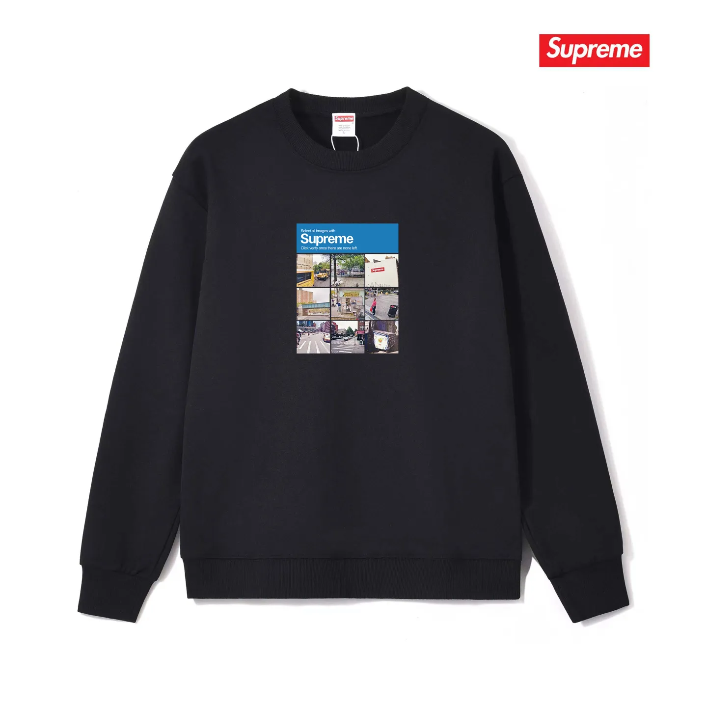Style No. S1006 #terry p150💰 Velvet 160💰 Supreme FW20 Week 1 Verify Tee Logo Google verified printed round neck sweatshirt Made of 400g large terry (drop shoulder large version) fabric, soft texture and no pilling Imported environmentally friendly printing glue The pattern is bright and three-dimensional Quality 💥 Same style for men and women The upper body is fashionable Color: black white gray Size: S M L XL XXL