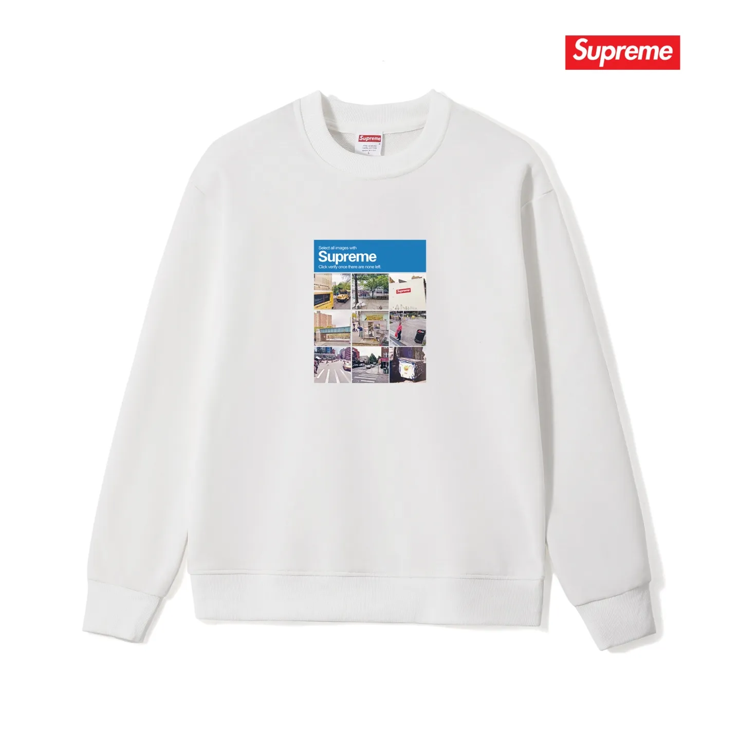 Style No. S1006 #terry p150💰 Velvet 160💰 Supreme FW20 Week 1 Verify Tee Logo Google verified printed round neck sweatshirt Made of 400g large terry (drop shoulder large version) fabric, soft texture and no pilling Imported environmentally friendly printing glue The pattern is bright and three-dimensional Quality 💥 Same style for men and women The upper body is fashionable Color: black white gray Size: S M L XL XXL