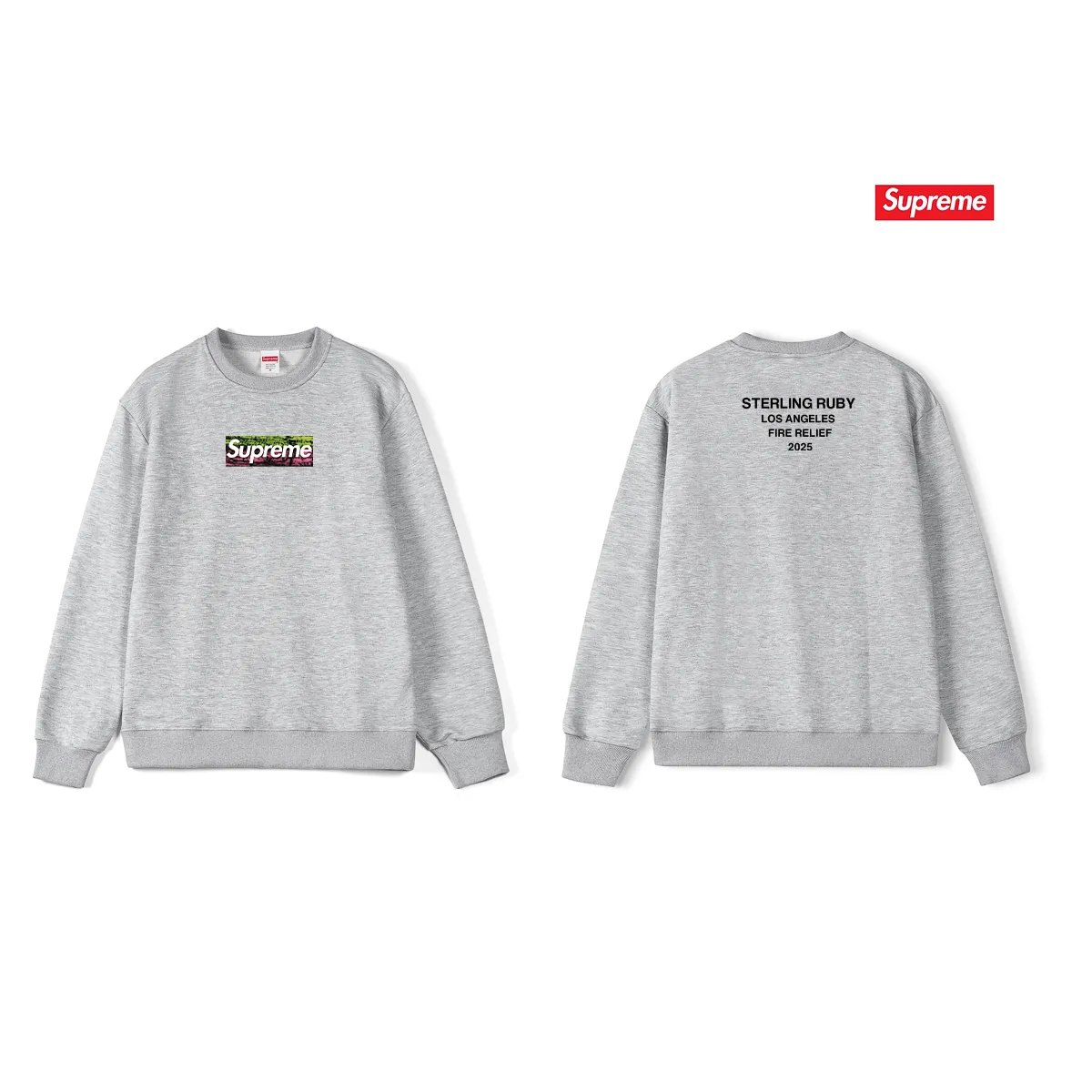 Style No. S1163 #terry p150💰 Plush 160💰 Sup Los Angeles wildfire rescue B0X printed round neck sweatshirt Made of 400 grams of large terry (drop shoulder large version) fabric, soft texture and no pilling Imported environmentally friendly printing glue The pattern is bright and three-dimensional Quality 💥Same style for men and women The upper body is trendy Color: black white gray Size: S M L XL XXL
