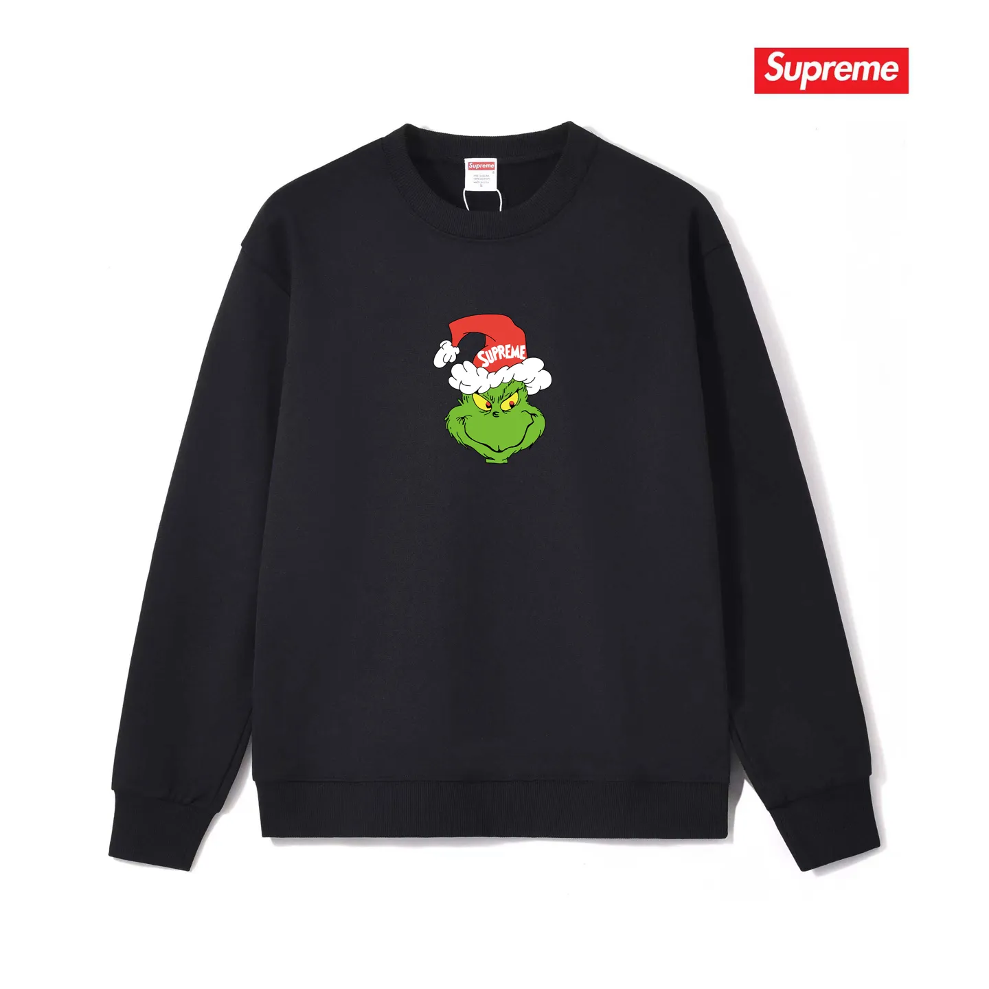 Style No. S1179 #terry p150💰 Plush 160💰 Sup FW24 GRINCH TEE Grinch pattern printed round neck sweatshirt Made of 400 grams of large terry (drop shoulder large version) fabric, soft texture and no pilling Imported environmentally friendly printing glue The pattern is bright and three-dimensional Quality 💥Same style for men and women The upper body is trendy Color: black white gray Size: S M L XL XXL