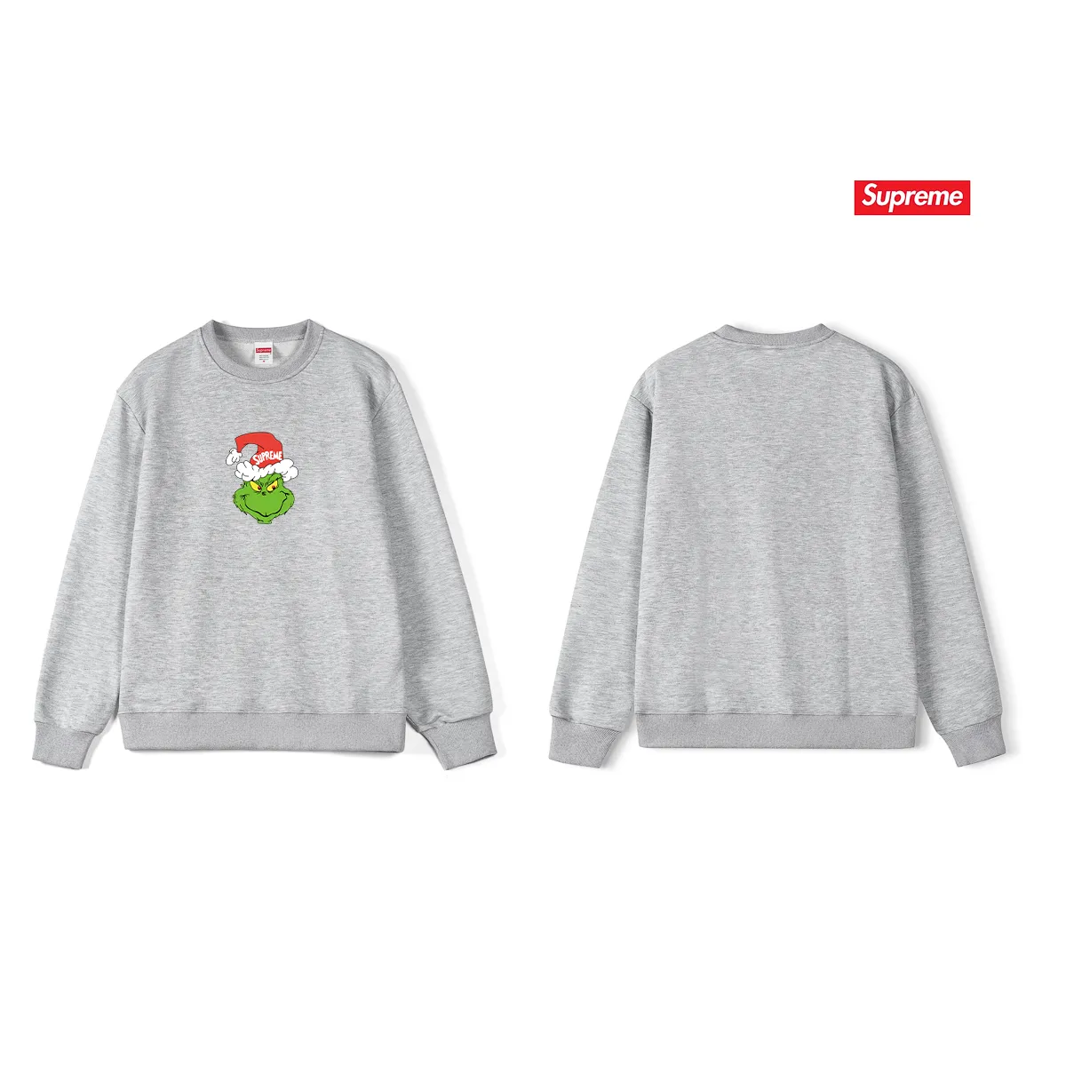 Style No. S1179 #terry p150💰 Plush 160💰 Sup FW24 GRINCH TEE Grinch pattern printed round neck sweatshirt Made of 400 grams of large terry (drop shoulder large version) fabric, soft texture and no pilling Imported environmentally friendly printing glue The pattern is bright and three-dimensional Quality 💥Same style for men and women The upper body is trendy Color: black white gray Size: S M L XL XXL