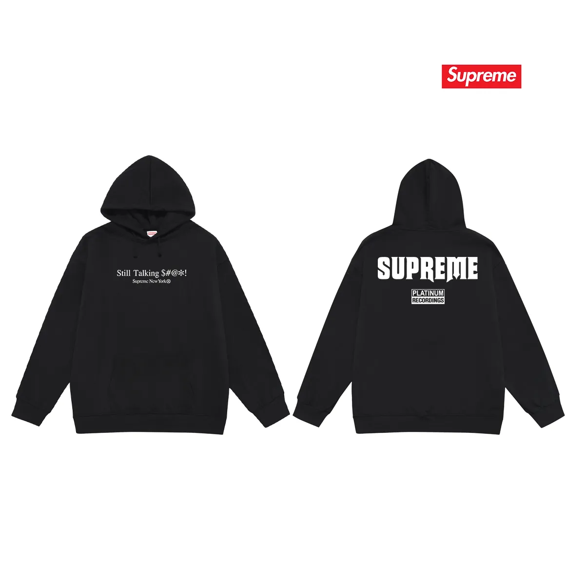 Style No. S2139 #terry P160💰 Velvet P170💰 American trend 22SS Still Talking Tee with logo letter printing on the back Hooded sweatshirt Made of 400g large terry 430g silver fox velvet (drop shoulder large version) fabric Soft texture and no pilling Imported environmentally friendly printing glue The pattern is bright and three-dimensional Quality 💥Same style for men and women The upper body is trendy Color: black white Gray Size: S M L XL XXL