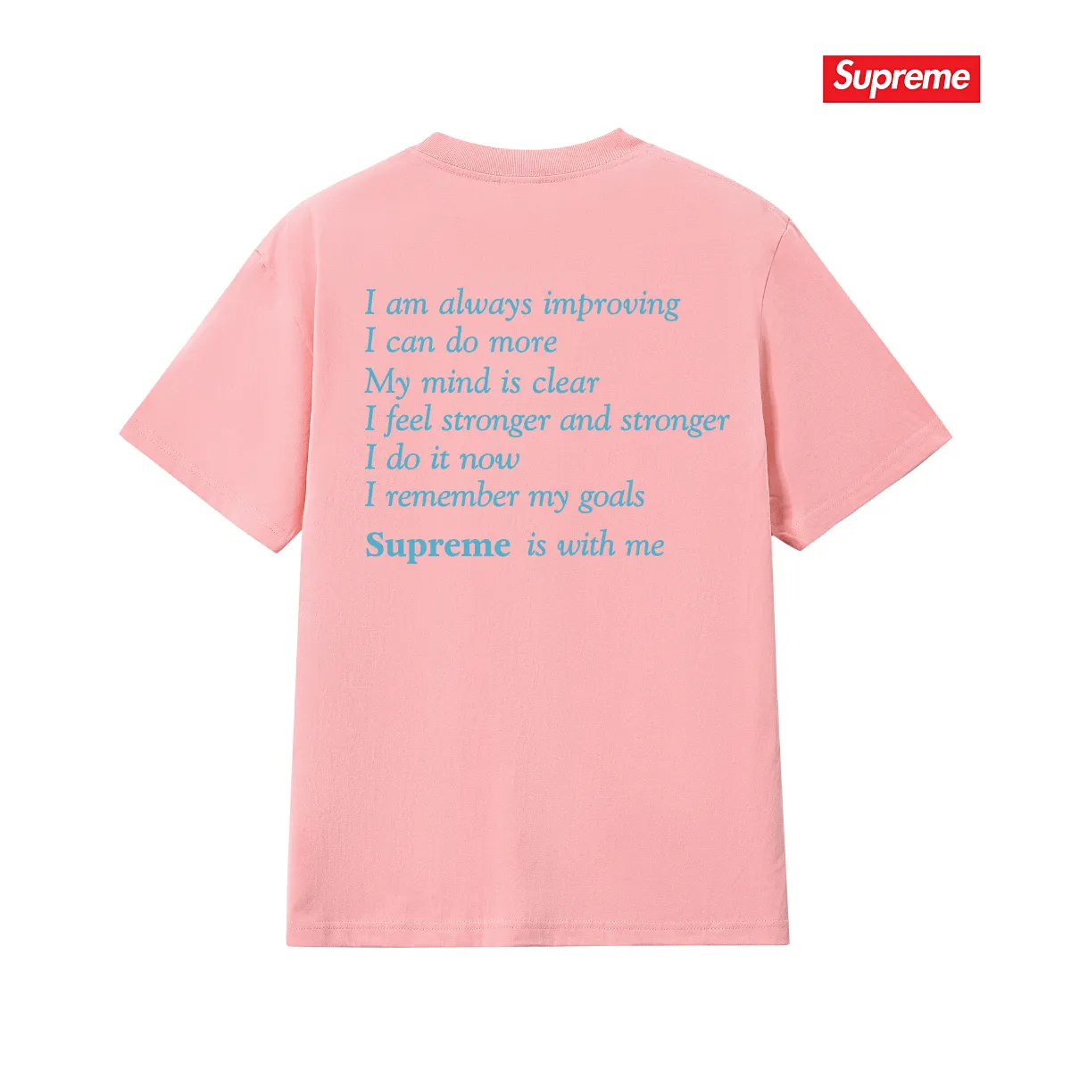 S233 P110💰 Supreme Week 1 Stay Positive Tee Stay Positive English printed round neck short-sleeved American trendy T-shirt. Same style for men and women. Loose fit. Made of 260g combed cotton double yarn. All three standards are complete from fabrics to accessories. ZP. Imported Matsui company's slurry printing will never crack. The whole piece adopts three-needle five-thread technology. The collar-shoulder seam-sleeve seam is double-lined, which looks more three-dimensional and textured.) The same process as the original version, classic version Feel free to compare zp. The whole piece adopts three-needle five-thread craftsmanship (neckline-shoulder seam-sleeve seam double thread, which looks more three-dimensional and textured). It has the same craftsmanship as the original original, classic version. Color: black, white, light gray, pink, navy. Size: S M L XL XXL