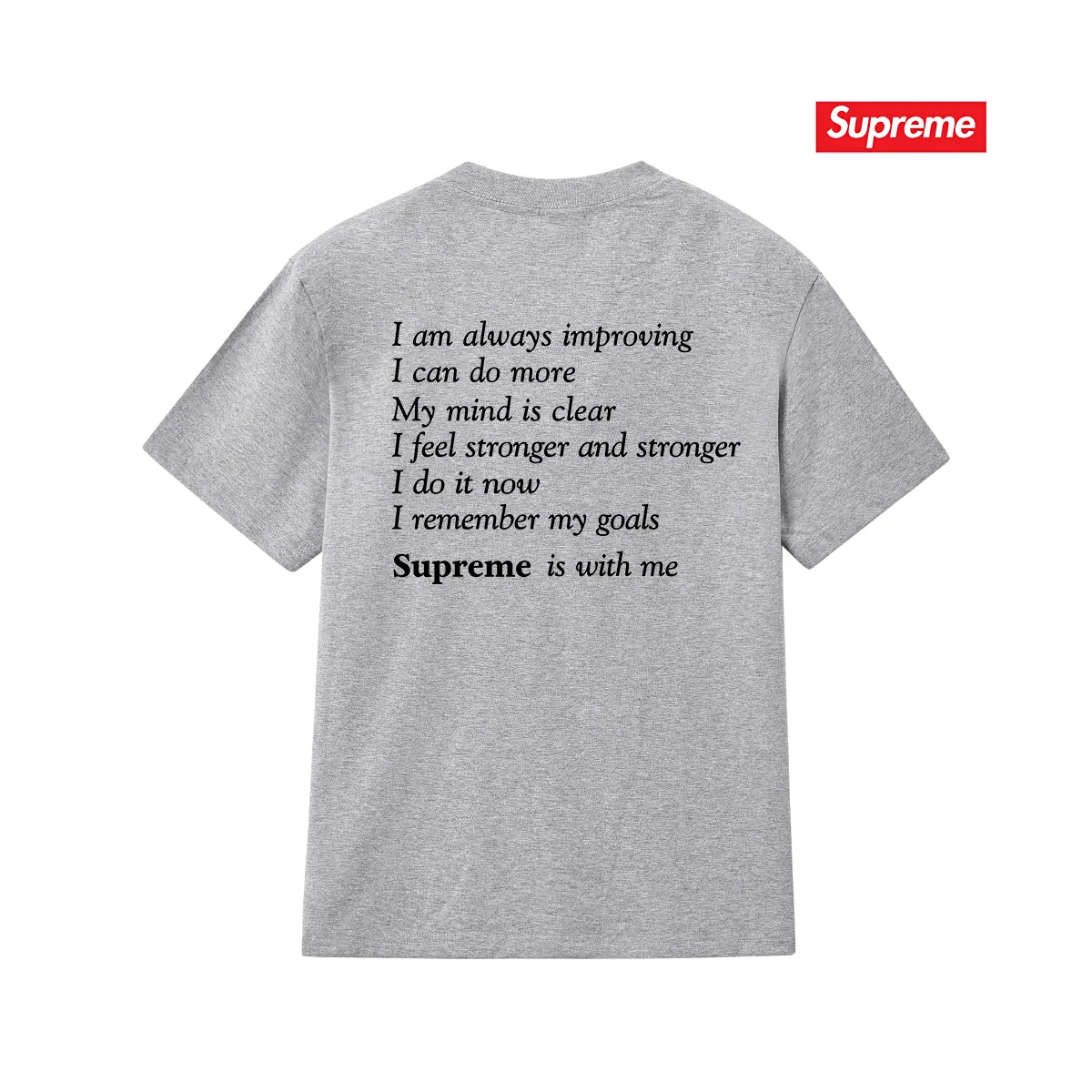 S233 P110💰 Supreme Week 1 Stay Positive Tee Stay Positive English printed round neck short-sleeved American trendy T-shirt. Same style for men and women. Loose fit. Made of 260g combed cotton double yarn. All three standards are complete from fabrics to accessories. ZP. Imported Matsui company's slurry printing will never crack. The whole piece adopts three-needle five-thread technology. The collar-shoulder seam-sleeve seam is double-lined, which looks more three-dimensional and textured.) The same process as the original version, classic version Feel free to compare zp. The whole piece adopts three-needle five-thread craftsmanship (neckline-shoulder seam-sleeve seam double thread, which looks more three-dimensional and textured). It has the same craftsmanship as the original original, classic version. Color: black, white, light gray, pink, navy. Size: S M L XL XXL