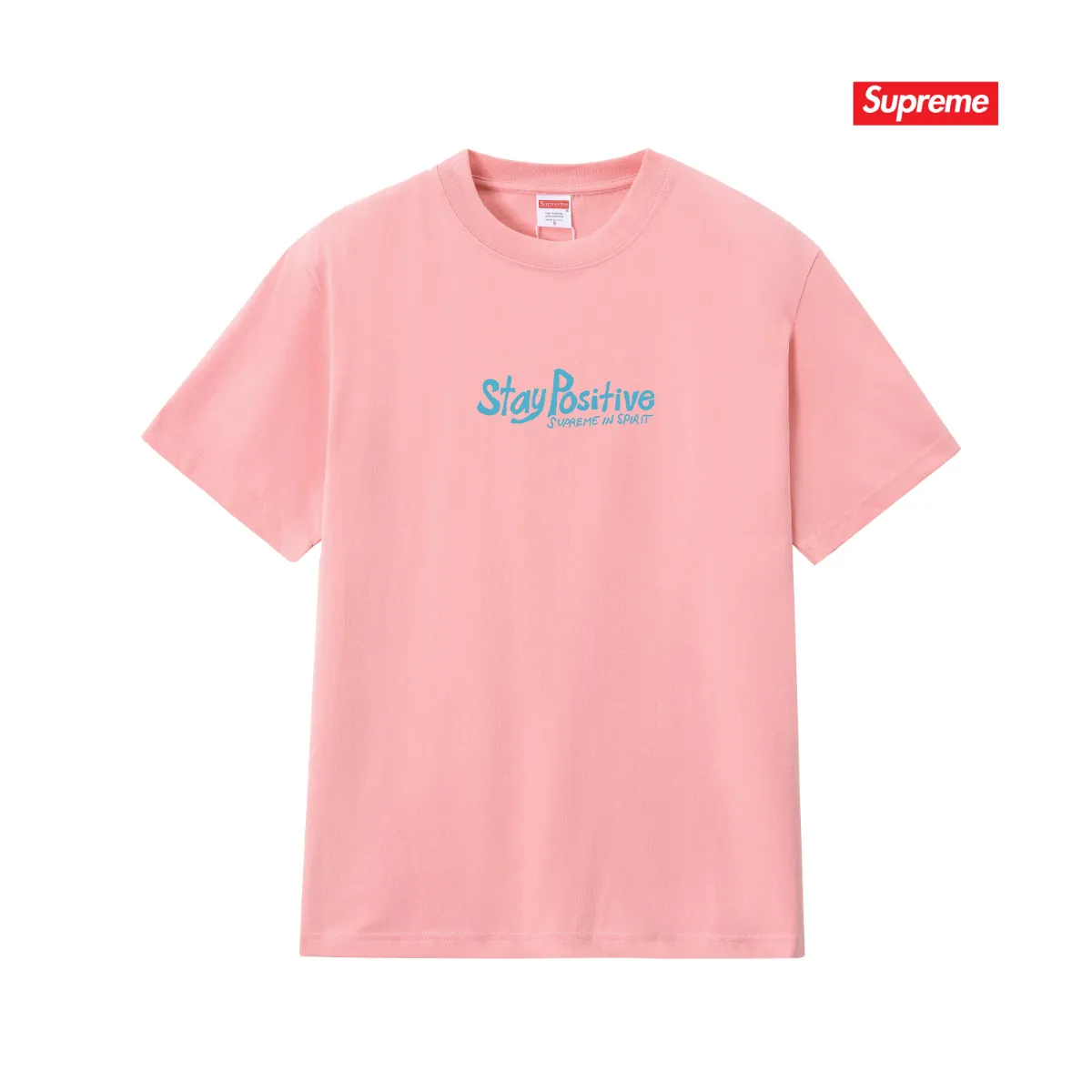 S233 P110💰 Supreme Week 1 Stay Positive Tee Stay Positive English printed round neck short-sleeved American trendy T-shirt. Same style for men and women. Loose fit. Made of 260g combed cotton double yarn. All three standards are complete from fabrics to accessories. ZP. Imported Matsui company's slurry printing will never crack. The whole piece adopts three-needle five-thread technology. The collar-shoulder seam-sleeve seam is double-lined, which looks more three-dimensional and textured.) The same process as the original version, classic version Feel free to compare zp. The whole piece adopts three-needle five-thread craftsmanship (neckline-shoulder seam-sleeve seam double thread, which looks more three-dimensional and textured). It has the same craftsmanship as the original original, classic version. Color: black, white, light gray, pink, navy. Size: S M L XL XXL
