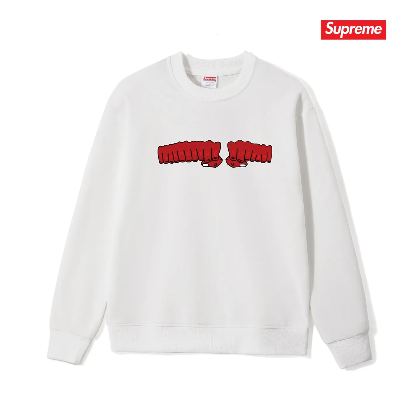 Style No. S1237 #terry p150💰 Velvet 160💰 Supreme x toy machine joint model SS24 Week4 FIST TEE chest fist print round neck sweatshirt Made of 400 grams of large terry (drop shoulder large version) fabric, soft texture and no pilling Imported environmentally friendly printing glue The pattern is bright and three-dimensional Quality 💥 Same style for men and women The upper body is trendy Color: black white gray Size: S M L XL XXL